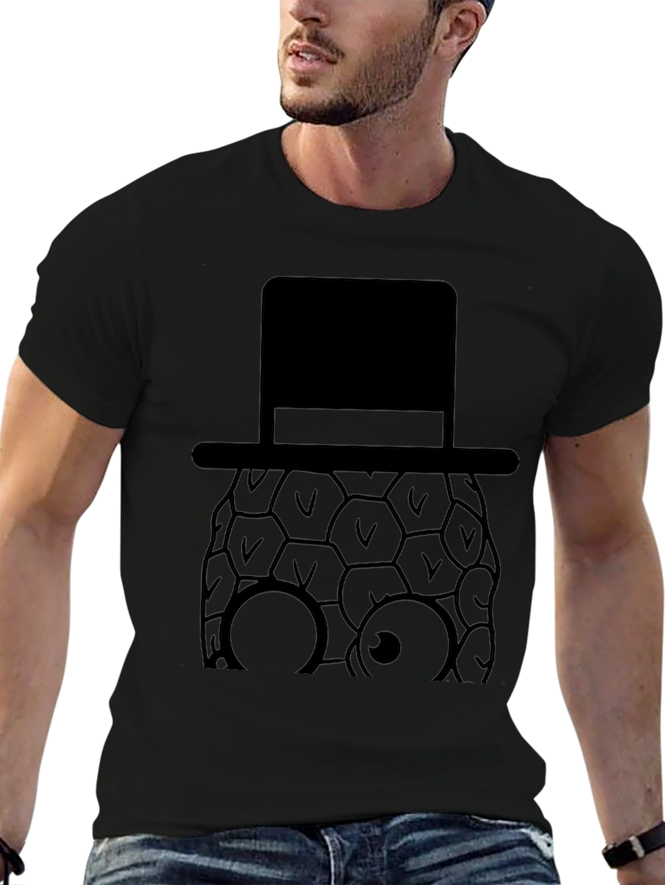 Pineapple Top Hat Graphic Tee - Stylish Black T-Shirt