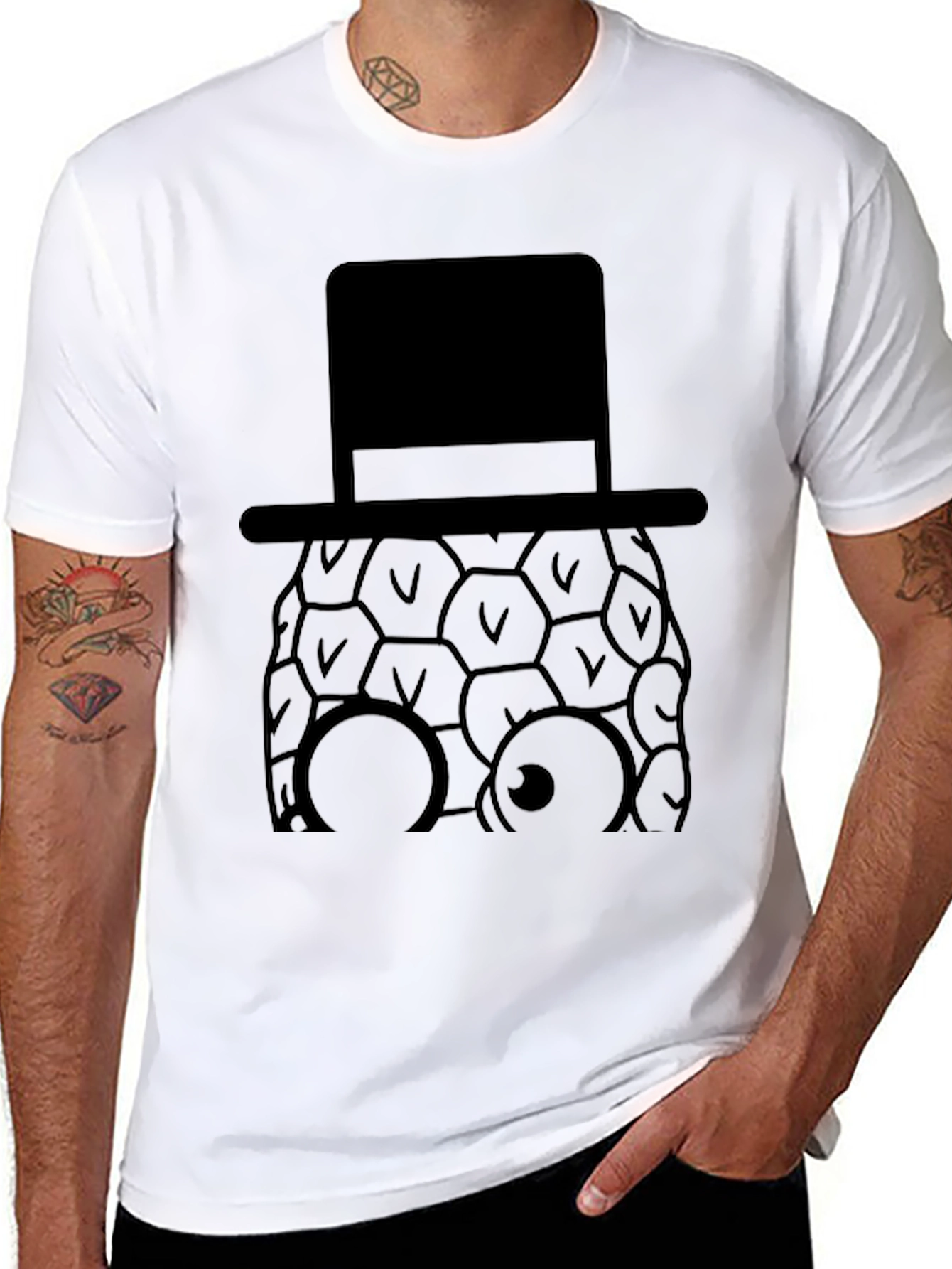 Pineapple Top Hat Graphic Tee - Stylish Black T-Shirt