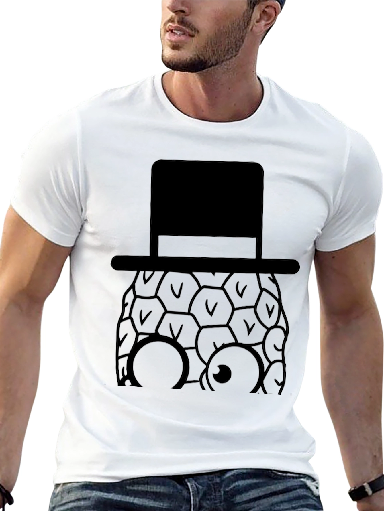 Pineapple Top Hat Graphic Tee - Stylish Black T-Shirt