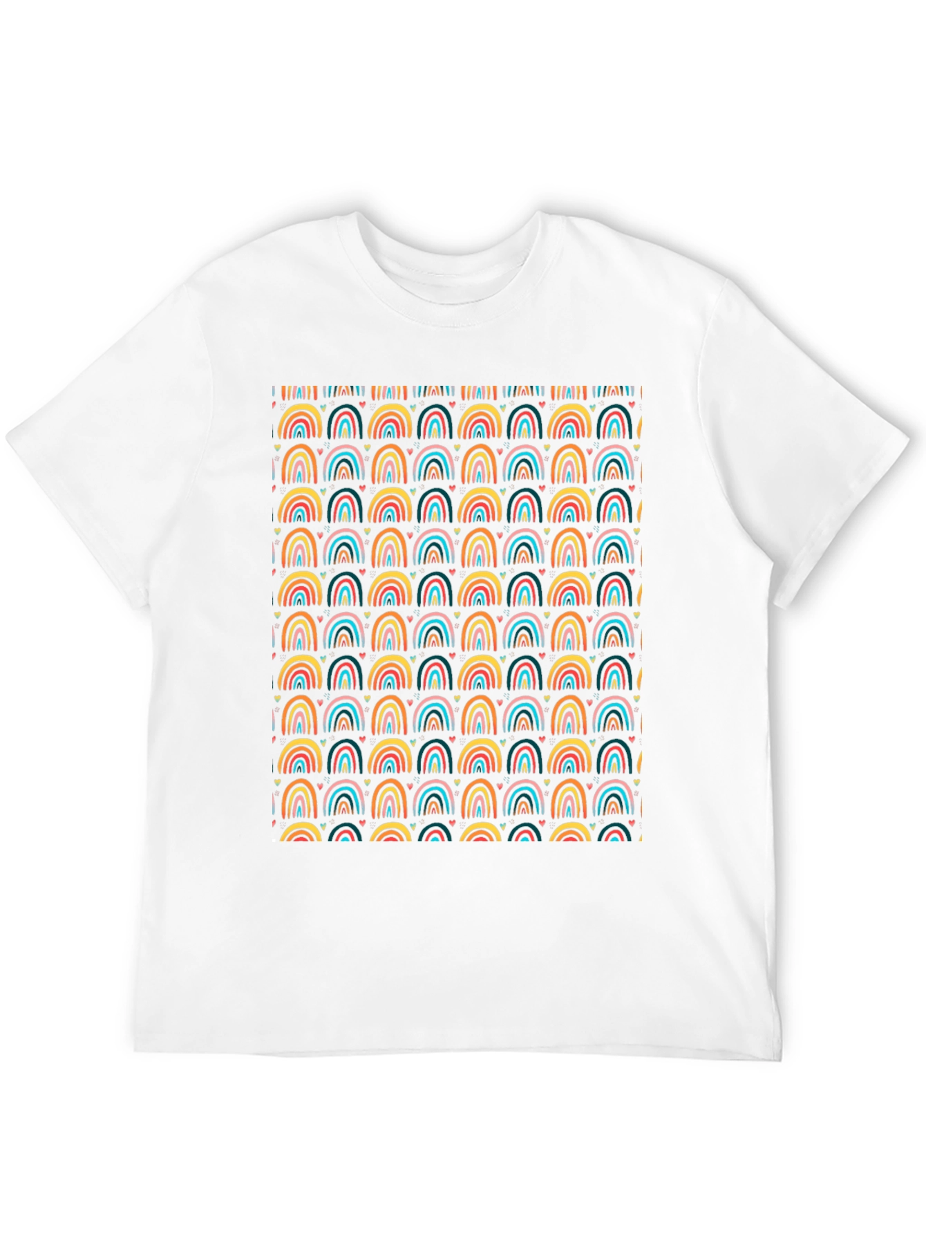 Rainbow Arches Heart Print Black T-Shirt