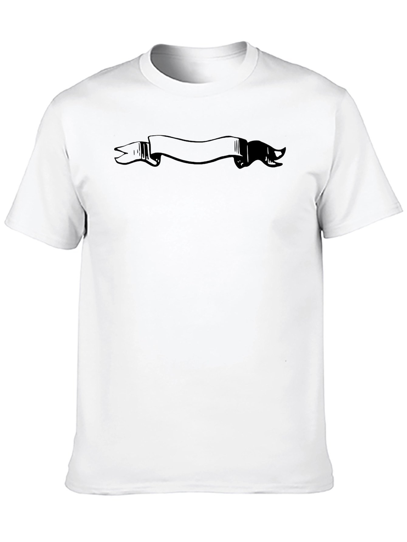 Mens Black Graphic T-Shirt with Banner Design