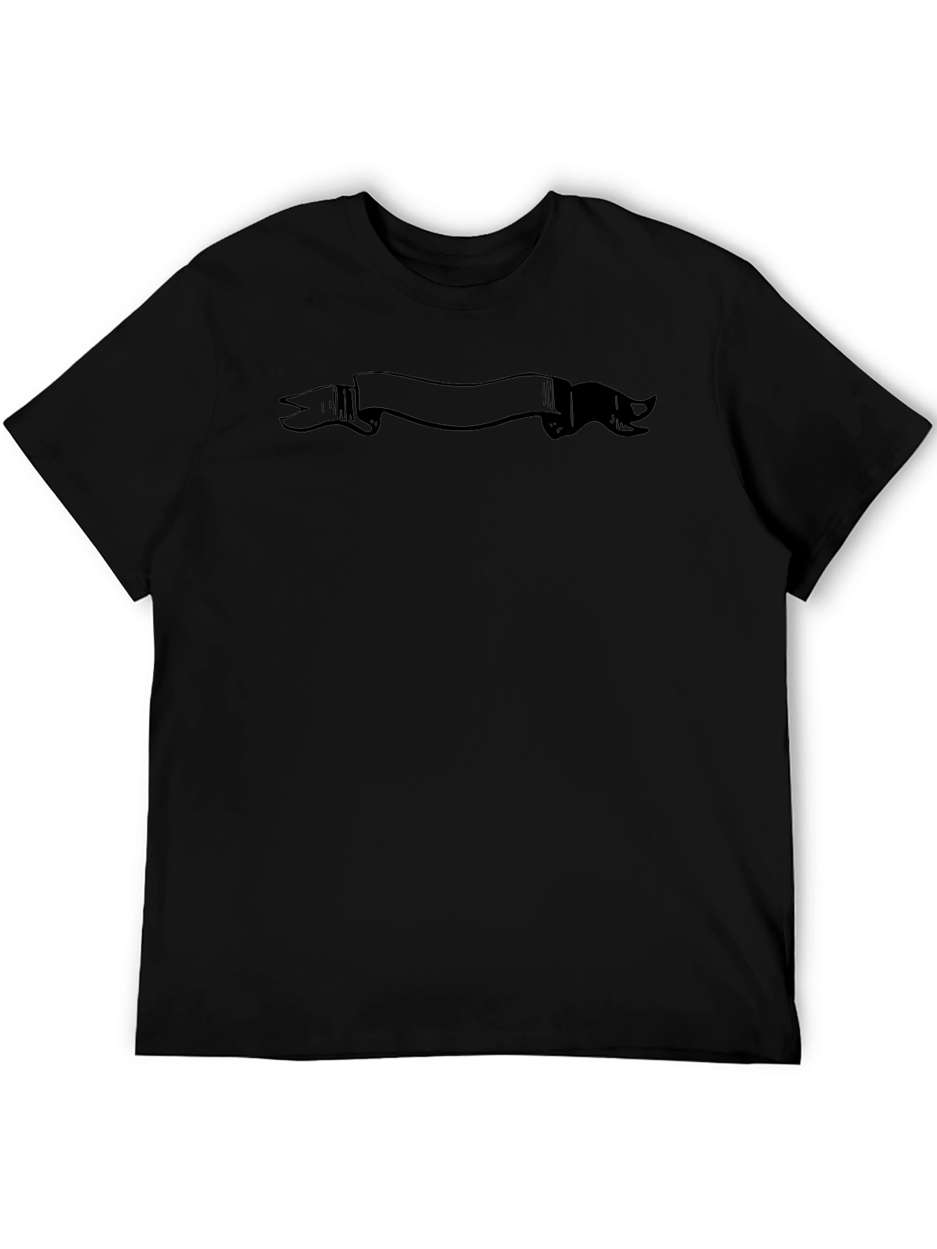 Mens Black Graphic T-Shirt with Banner Design