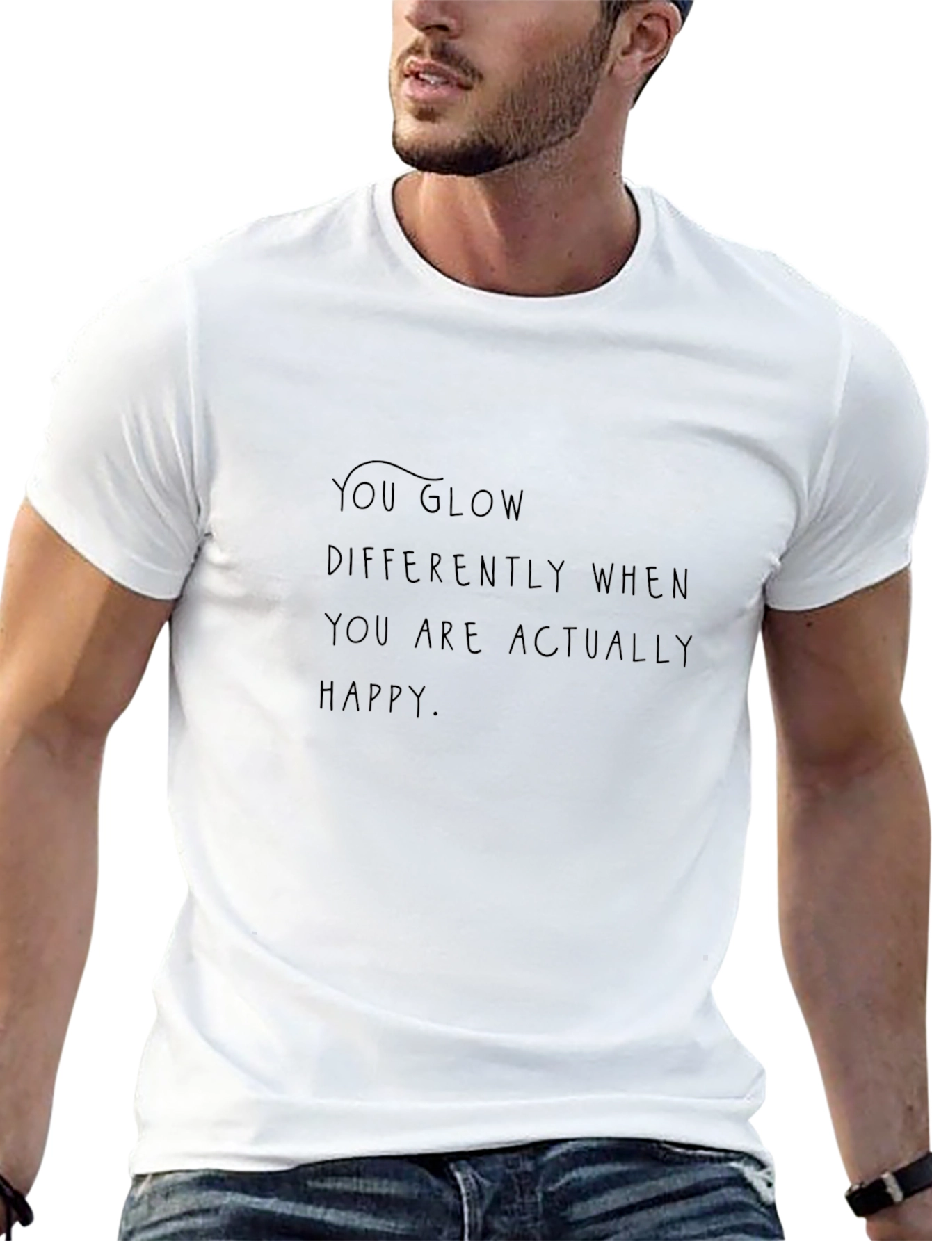 Motivational Quote Black T-Shirt - Glow When Happy