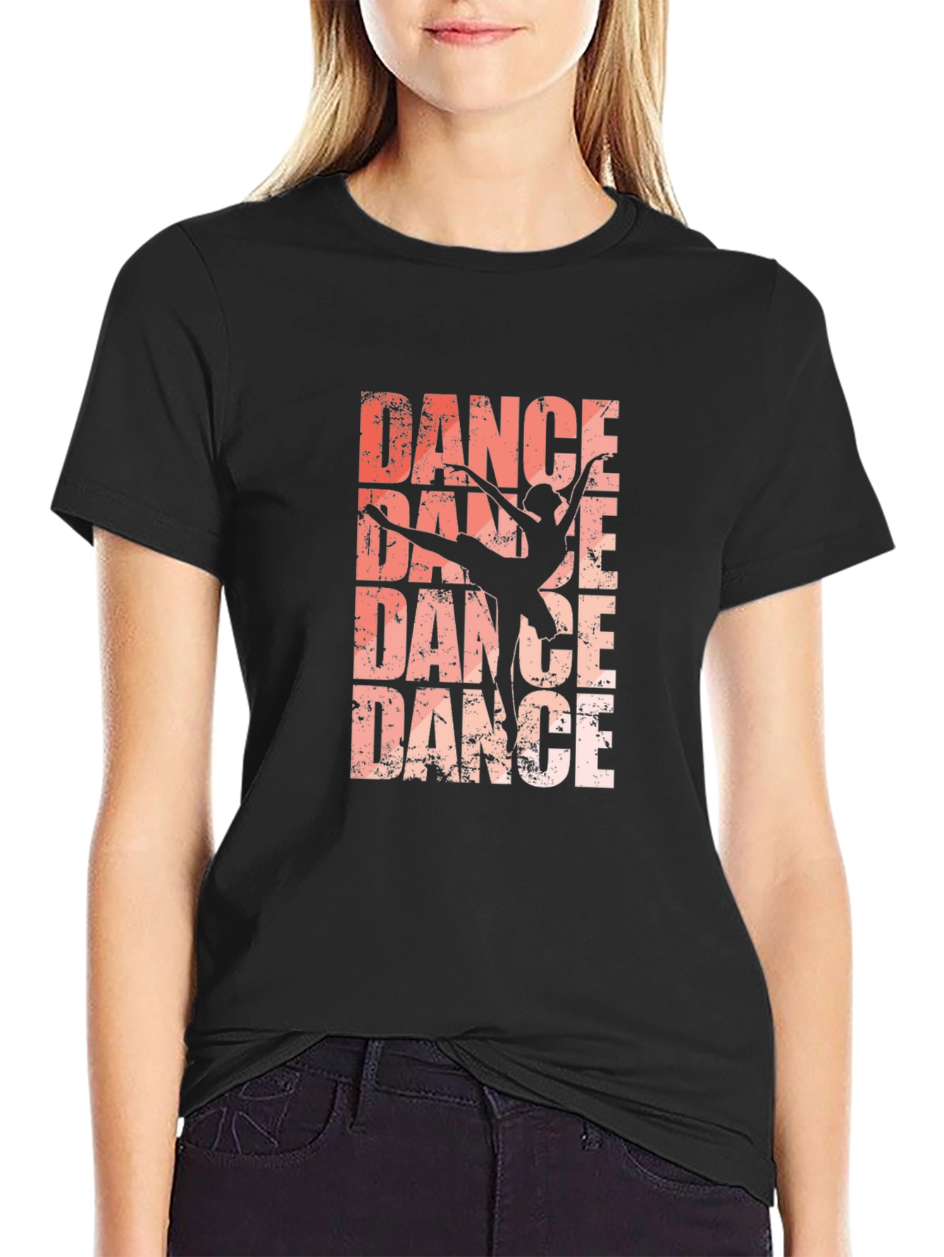 Dance Silhouette Graphic Tee - Black Cotton T-Shirt