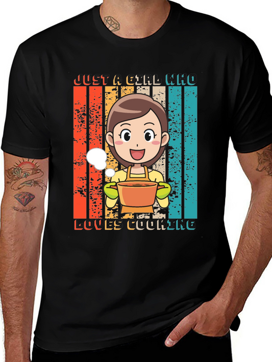 Just A Girl Who Loves Cooking Graphic T-Shirt