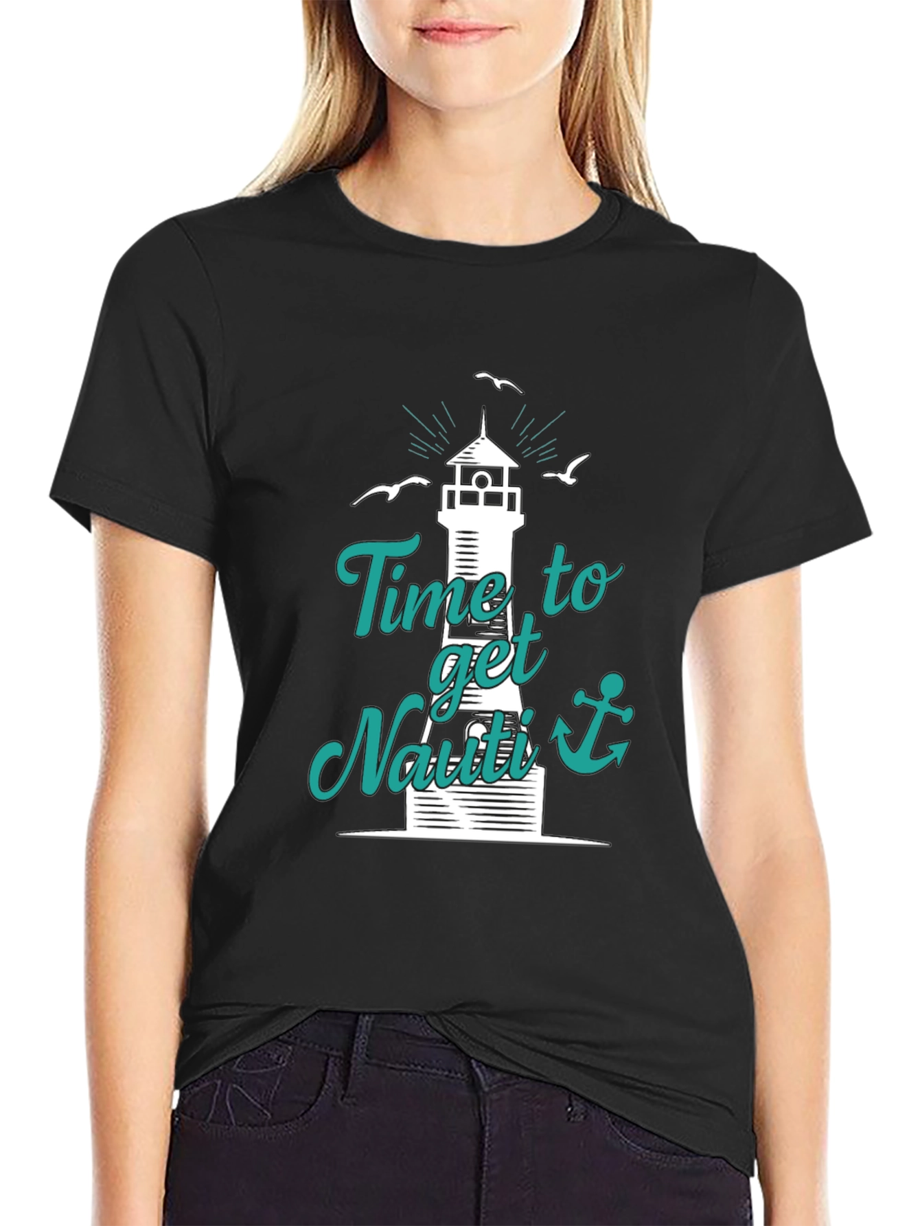 Nautical T-Shirt: Time to Get Nauti Lighthouse Design