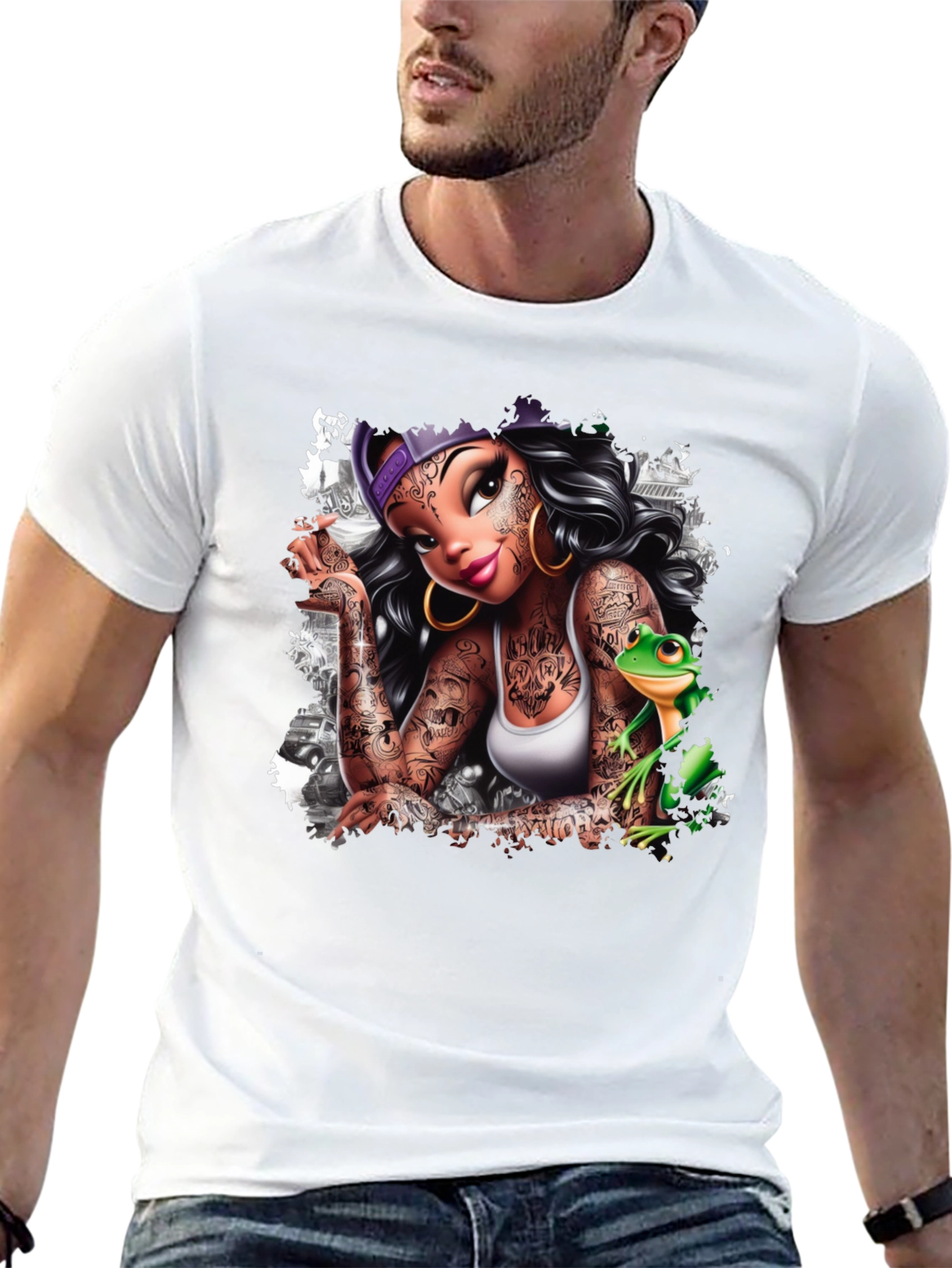 Tattoo Princess & Frog Black Tee