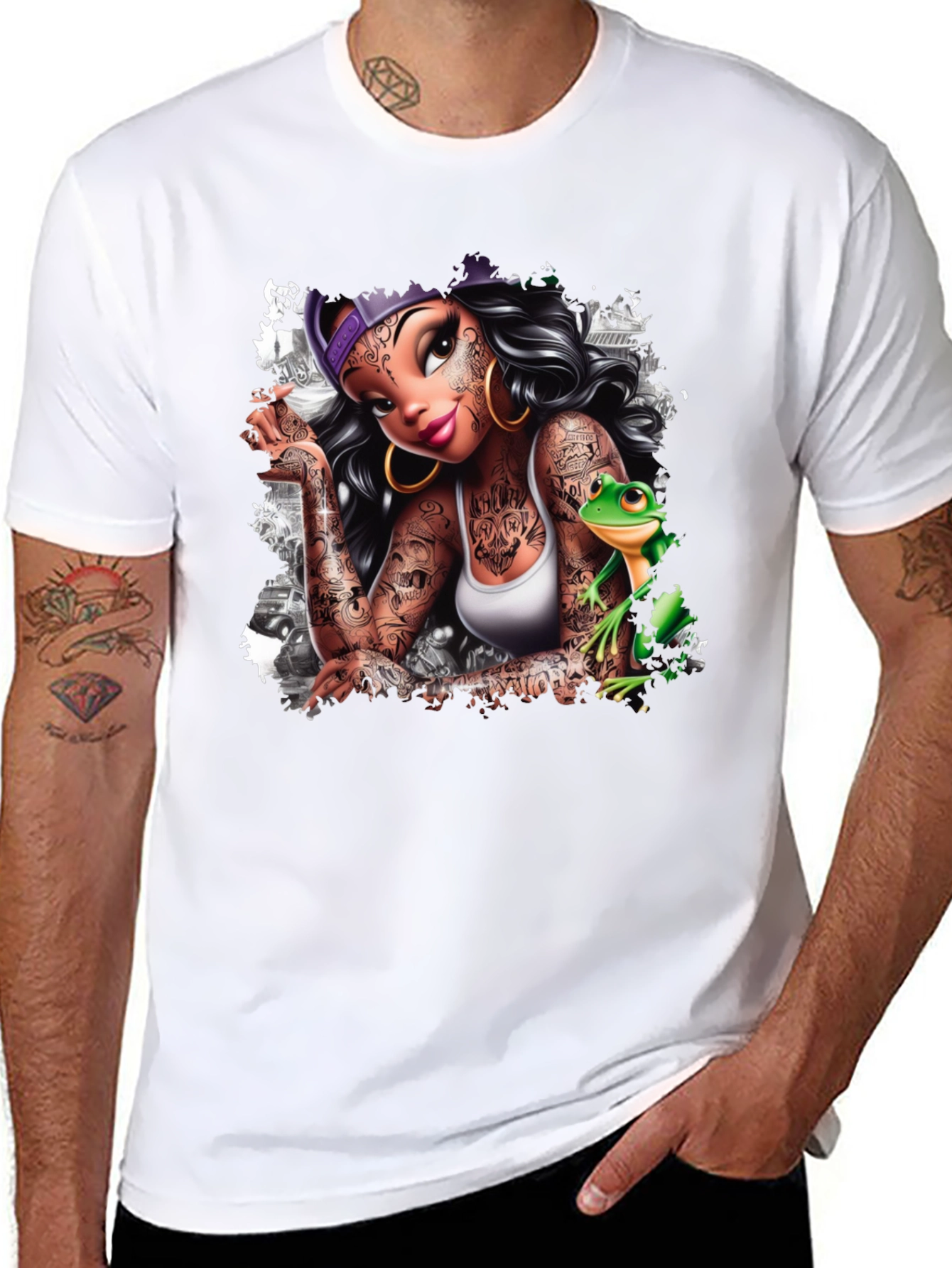 Tattoo Princess & Frog Black Tee