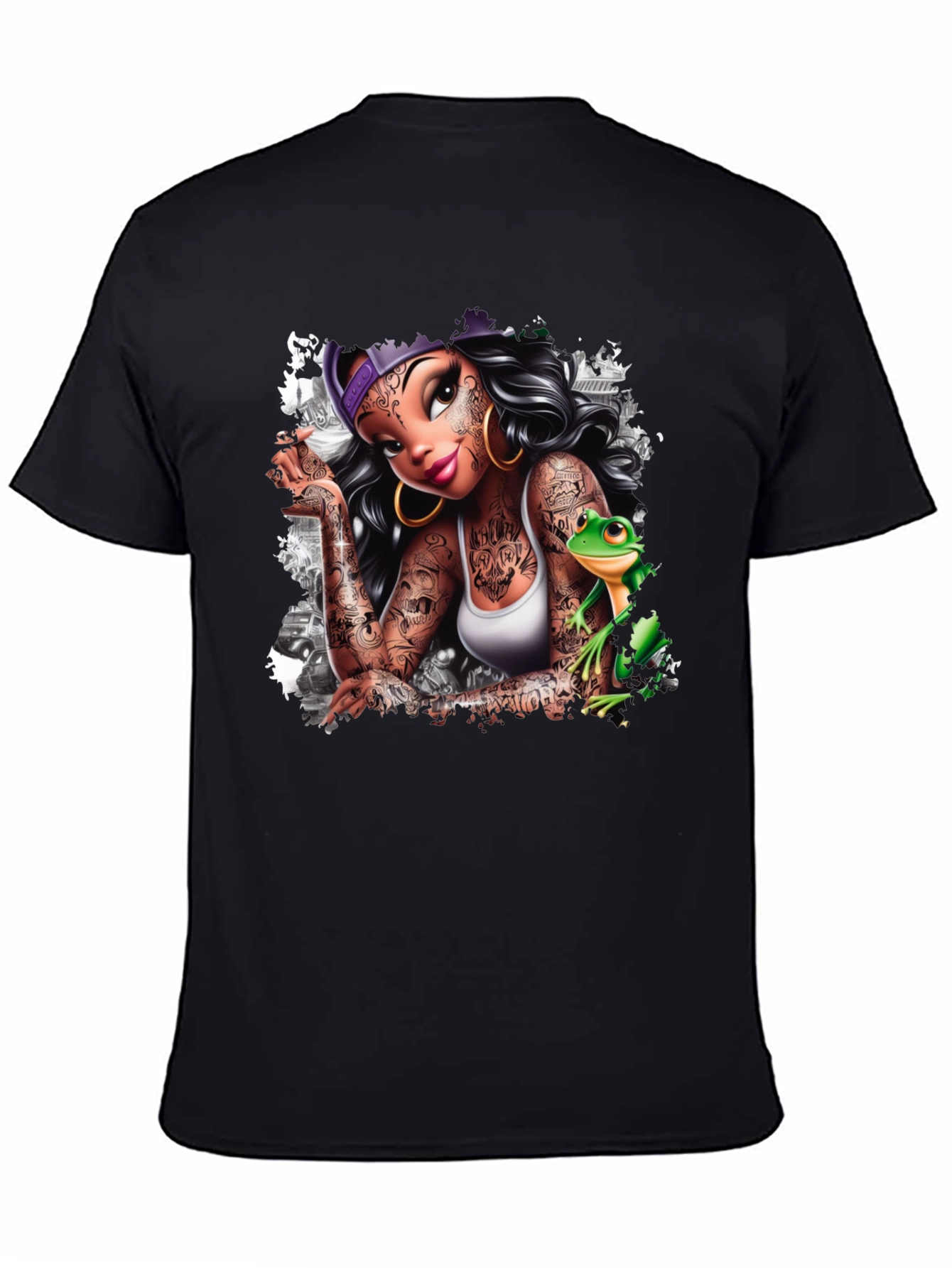 Tattoo Princess & Frog Black Tee