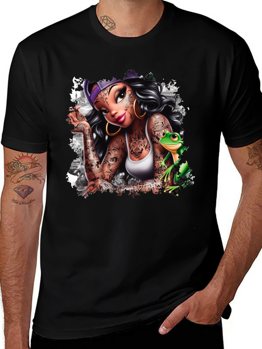Tattoo Princess & Frog Black Tee