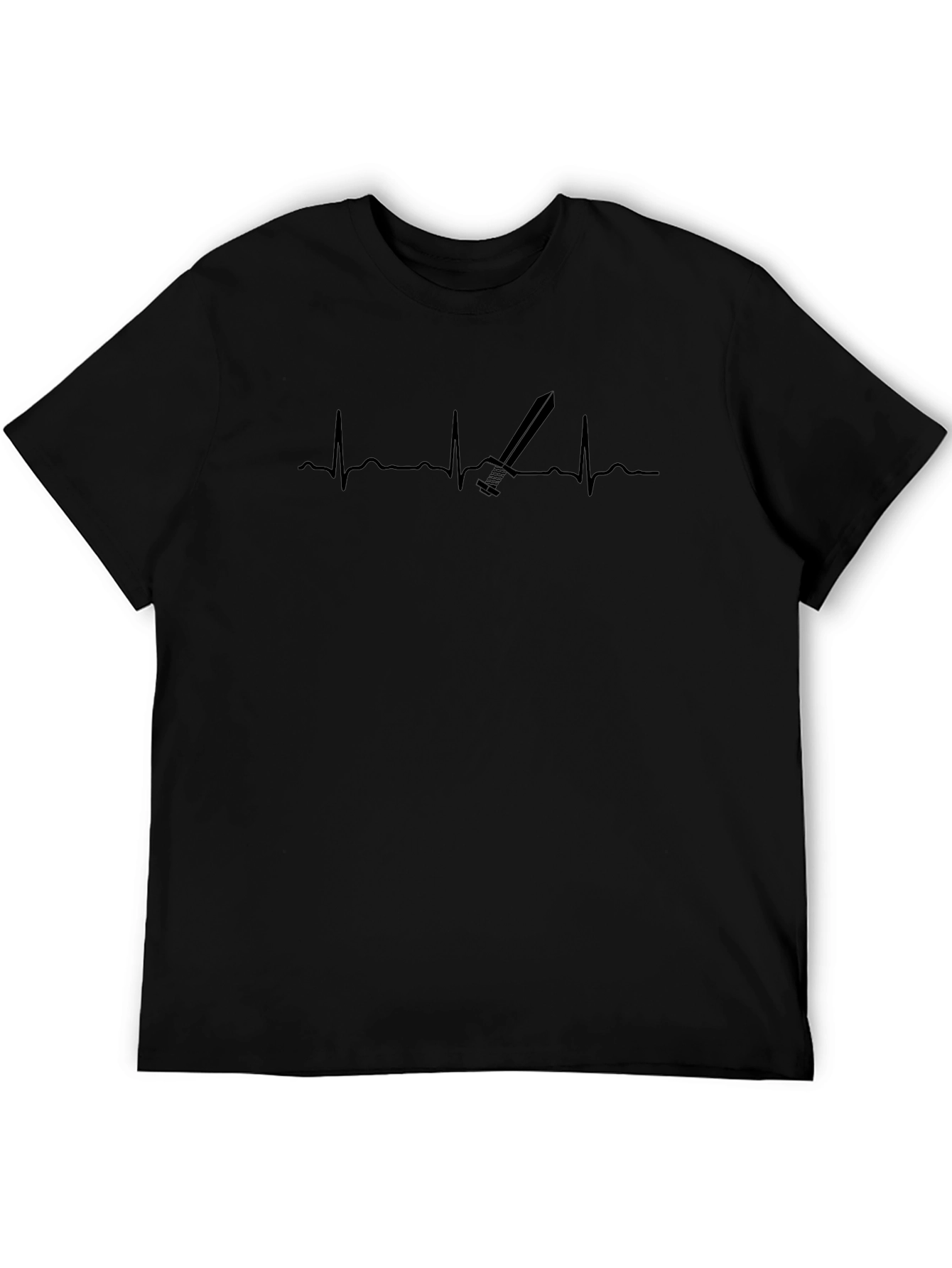 Sword Heartbeat Graphic Tee - Black Cotton T-Shirt