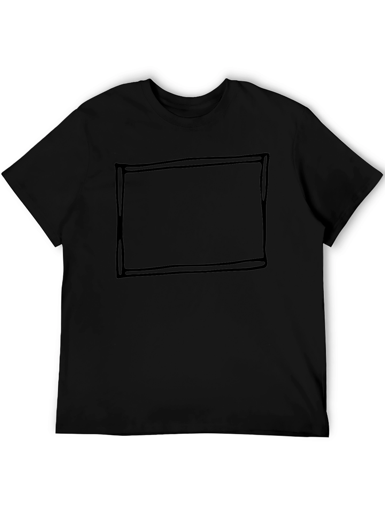 Mens Black Crew Neck T-Shirt with Graphic Box