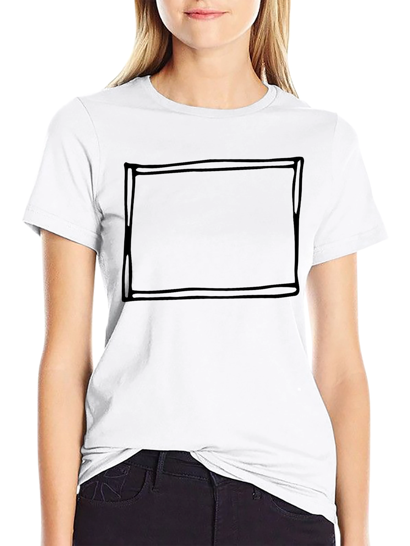 Mens Black Crew Neck T-Shirt with Graphic Box