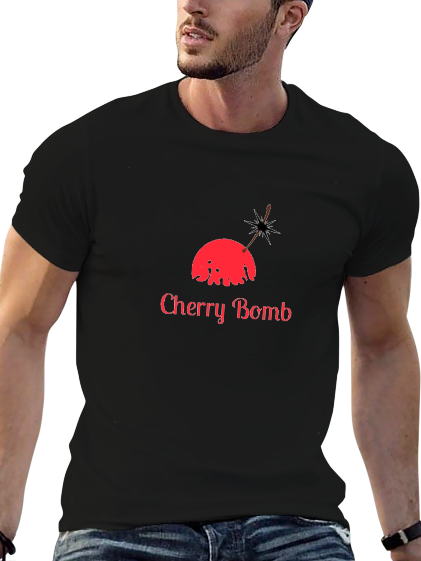 Cherry Bomb Graphic Tee - Bold Black T-Shirt