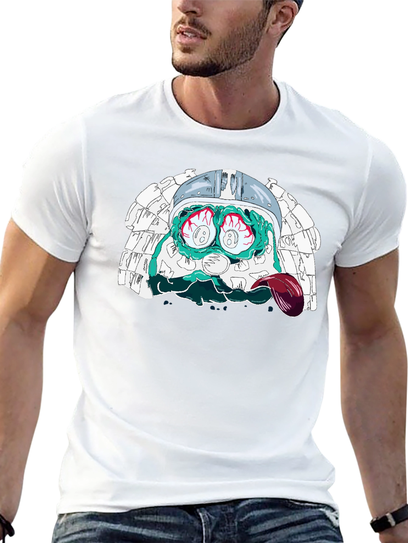 Eye-Popping Cartoon Graphic Black T-Shirt