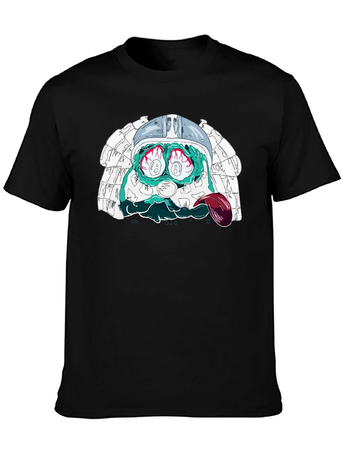 Eye-Popping Cartoon Graphic Black T-Shirt