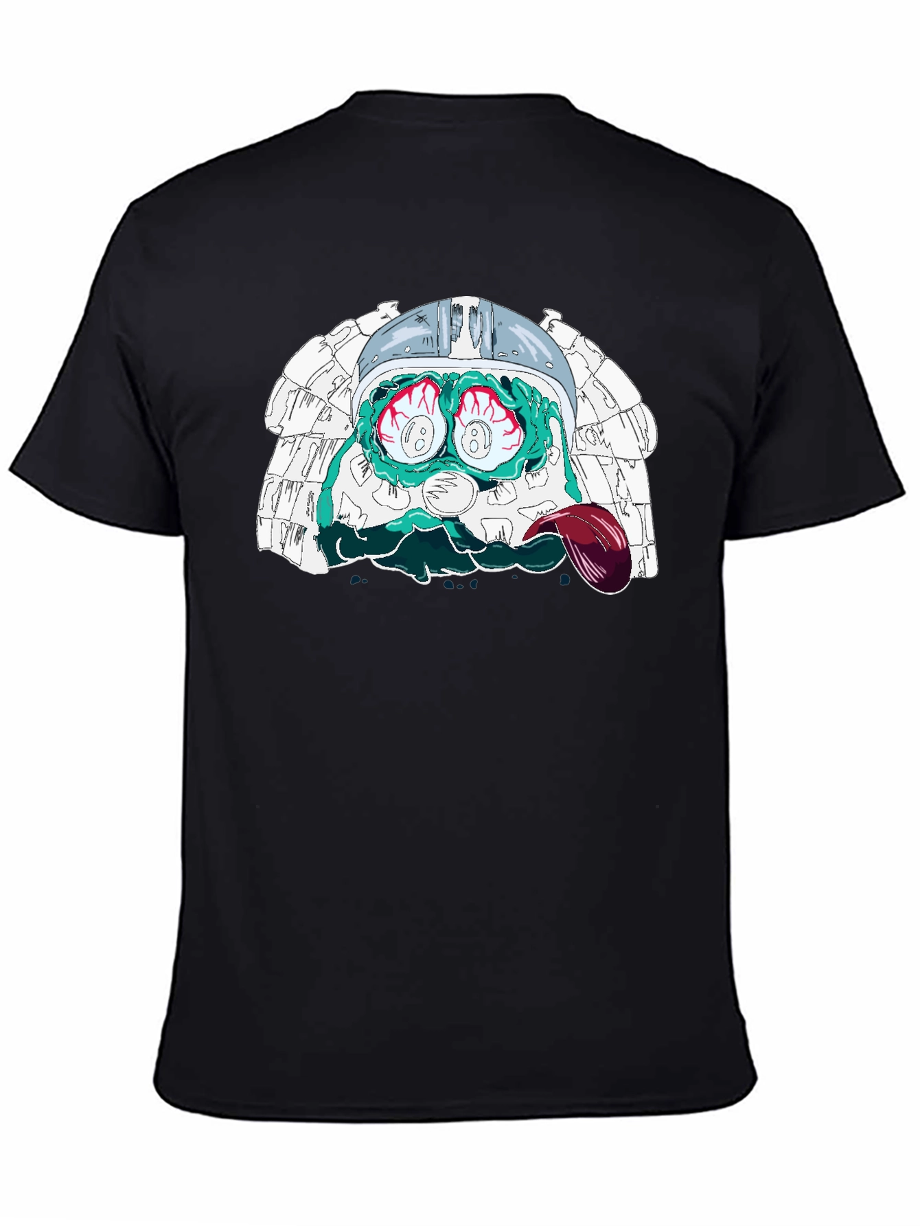 Eye-Popping Cartoon Graphic Black T-Shirt