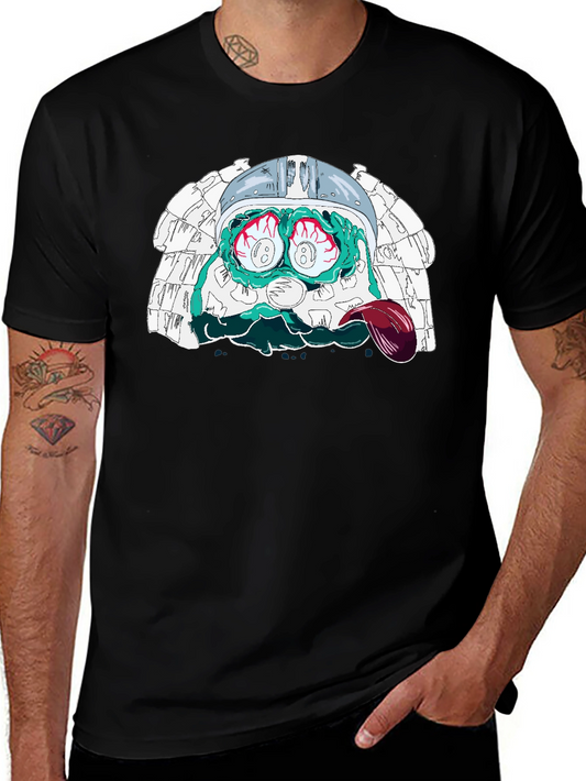 Eye-Popping Cartoon Graphic Black T-Shirt