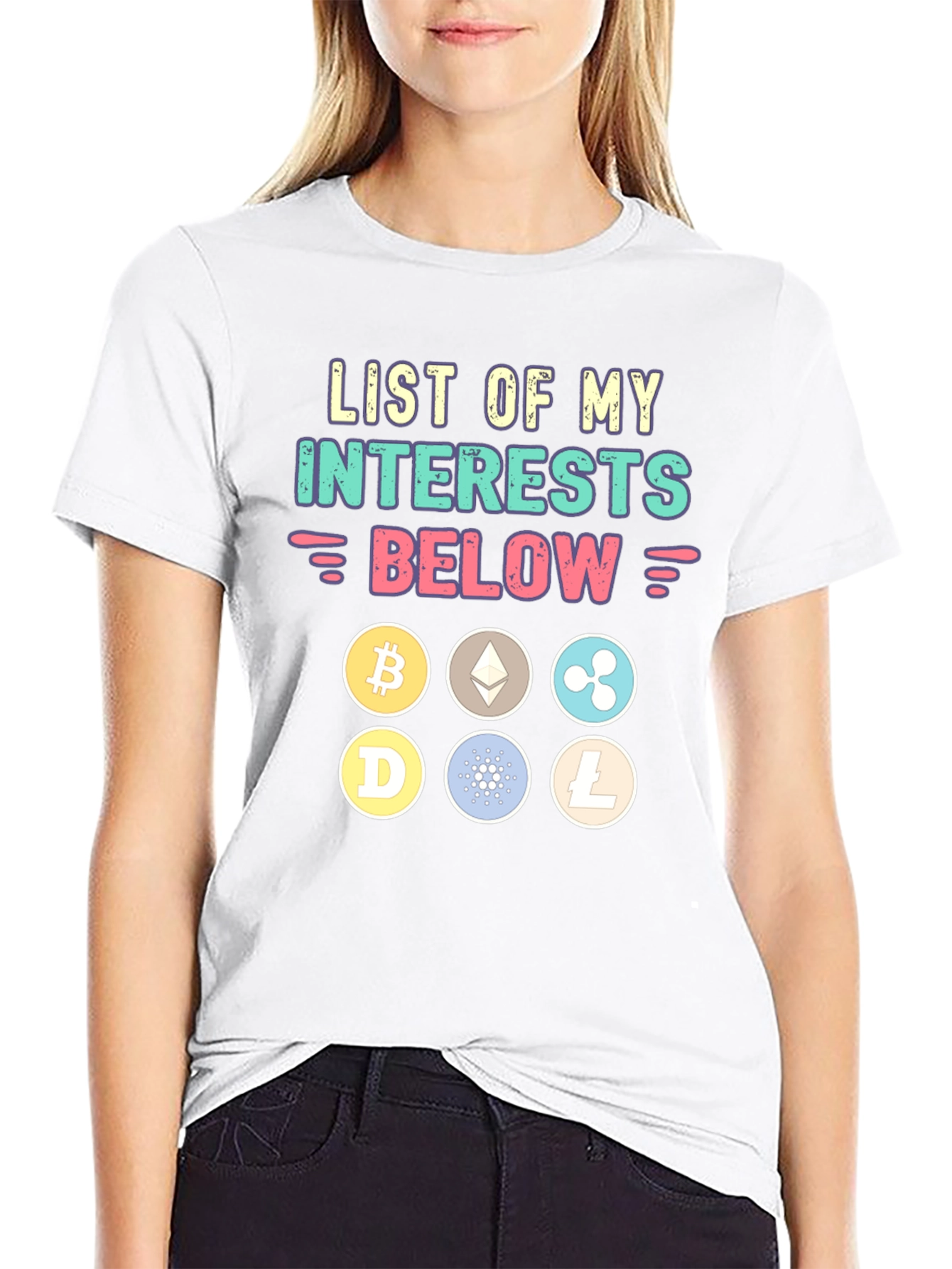 Crypto Interests T-Shirt - Bitcoin Ethereum and More!