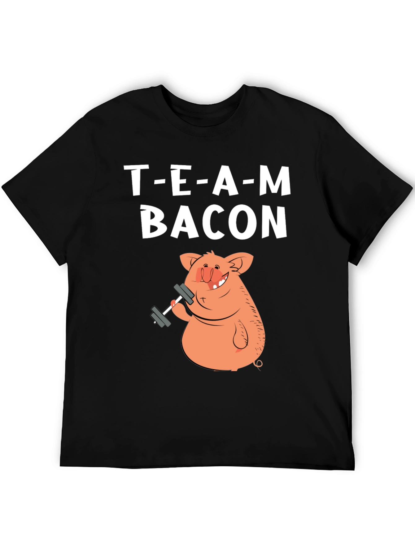Team Bacon Pig Lifting Weights Graphic T-Shirt