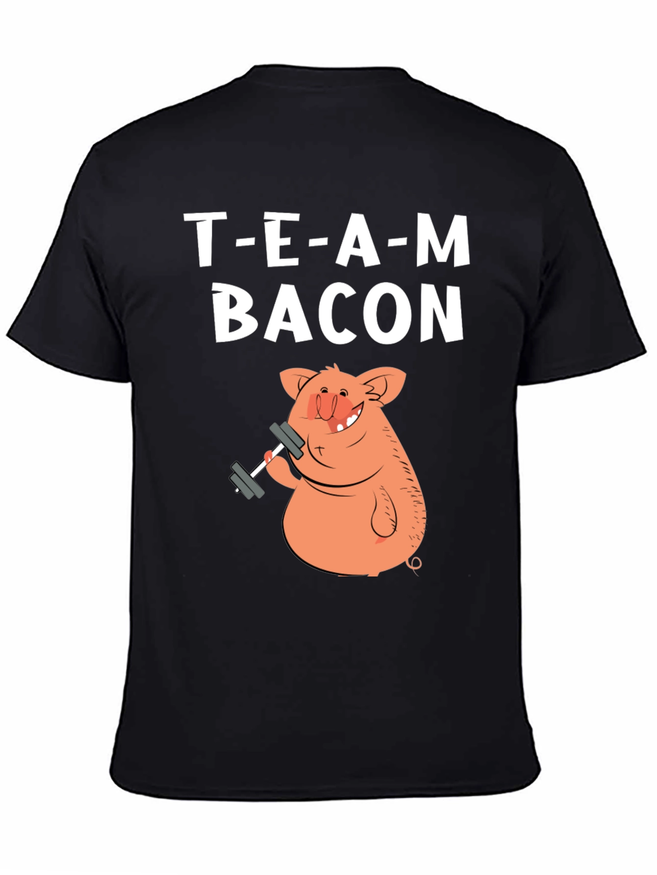 Team Bacon Pig Lifting Weights Graphic T-Shirt