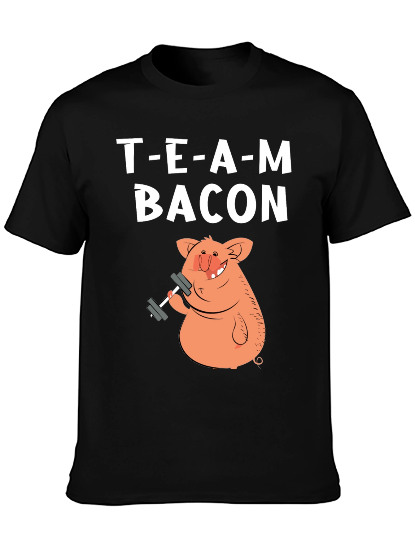 Team Bacon Pig Lifting Weights Graphic T-Shirt