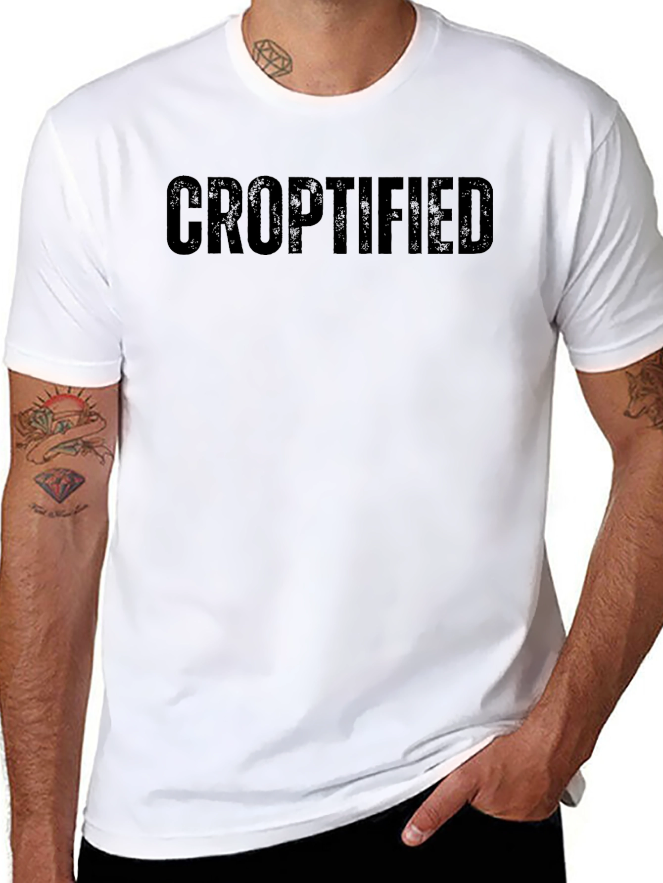Croptified Black Graphic Tee - Mens Casual Shirt