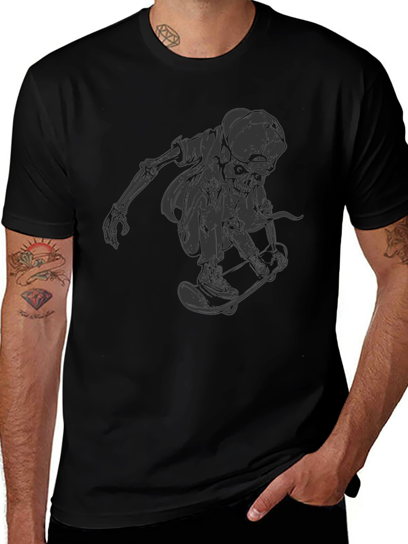 Skateboarding Skeleton T-Shirt - Unique Graphic Tee