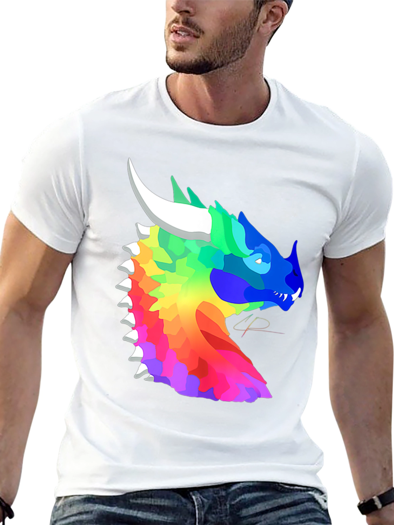 Rainbow Dragon T-Shirt - Artistic Fantasy Design