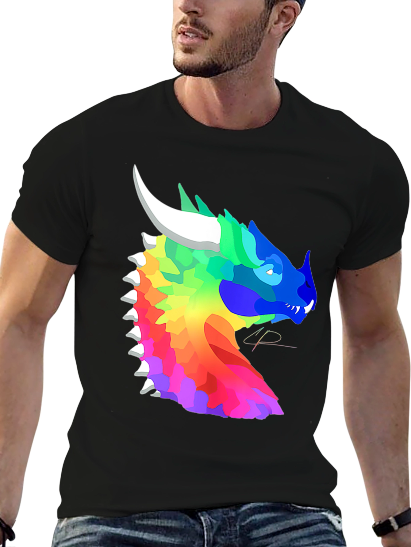 Rainbow Dragon T-Shirt - Artistic Fantasy Design
