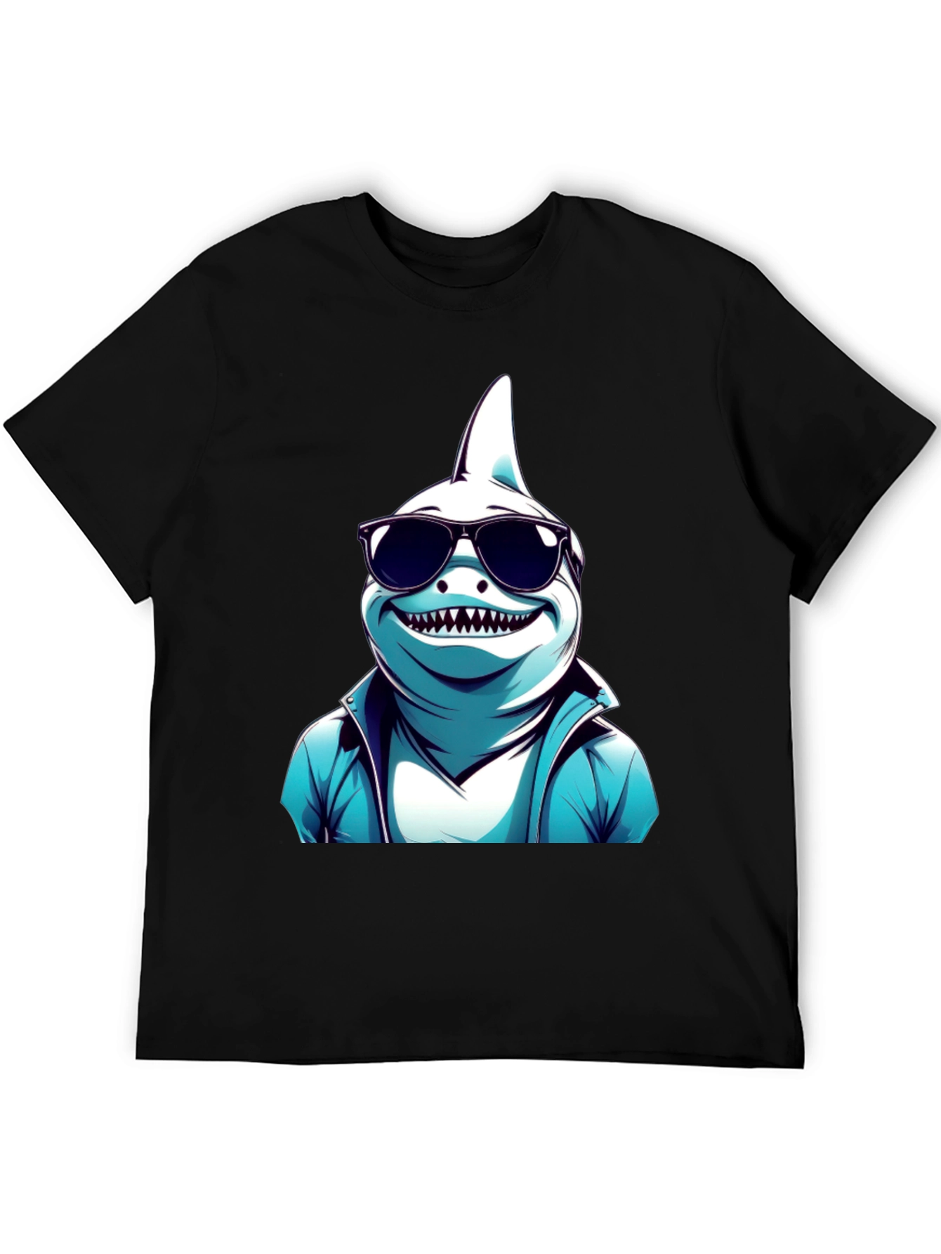 Cool Shark Graphic Tee - Black Cotton T-Shirt