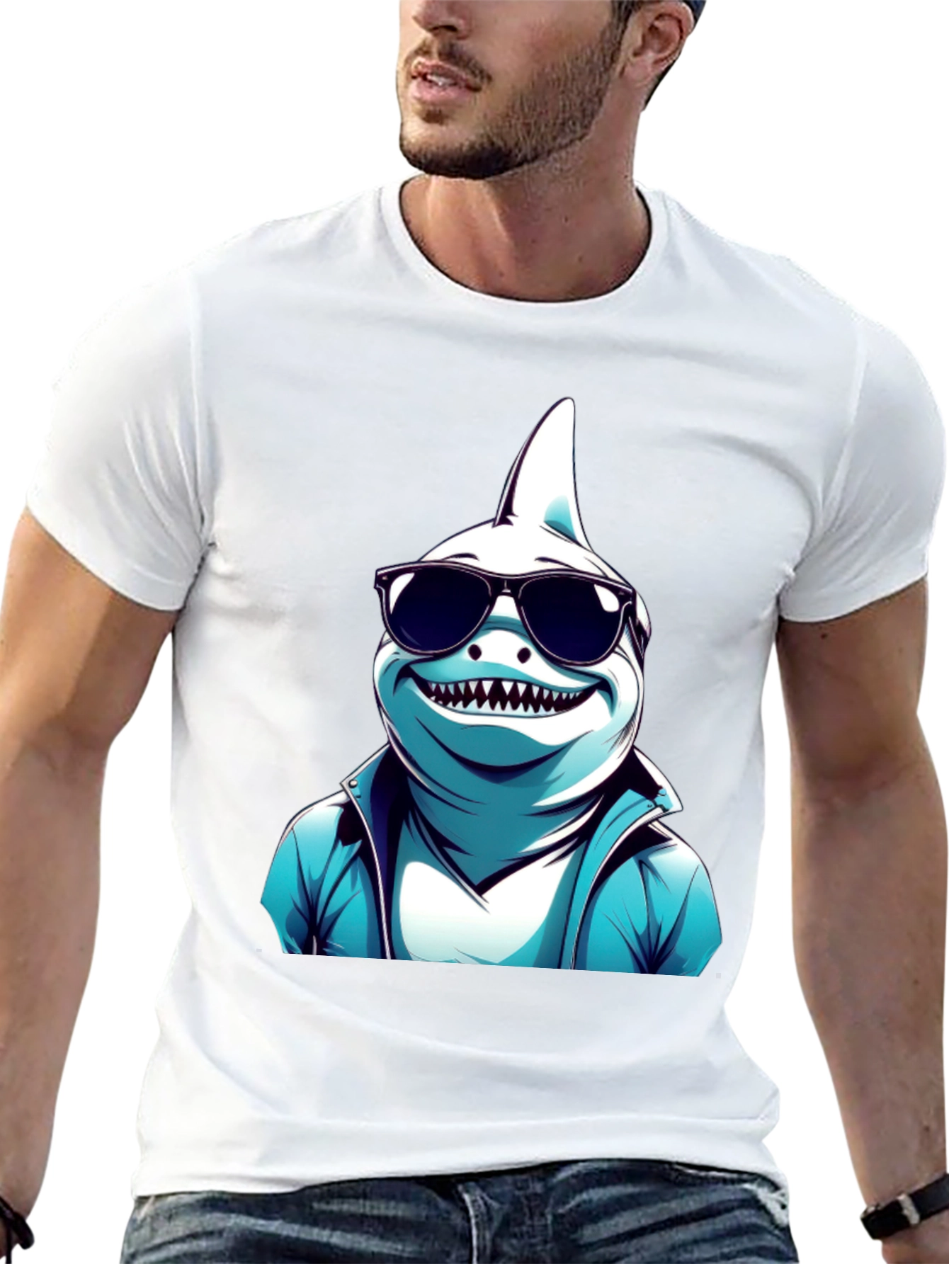 Cool Shark Graphic Tee - Black Cotton T-Shirt