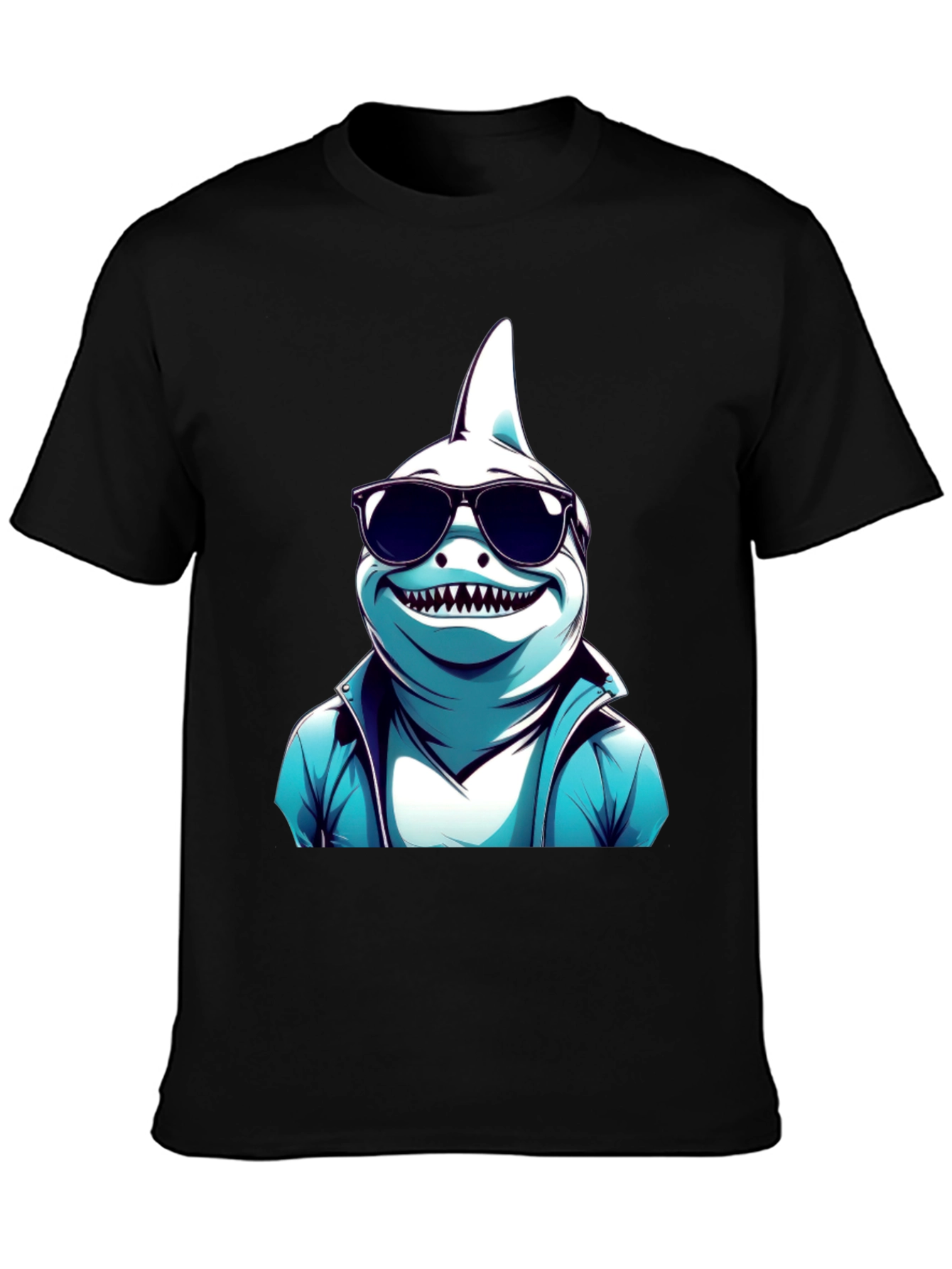 Cool Shark Graphic Tee - Black Cotton T-Shirt