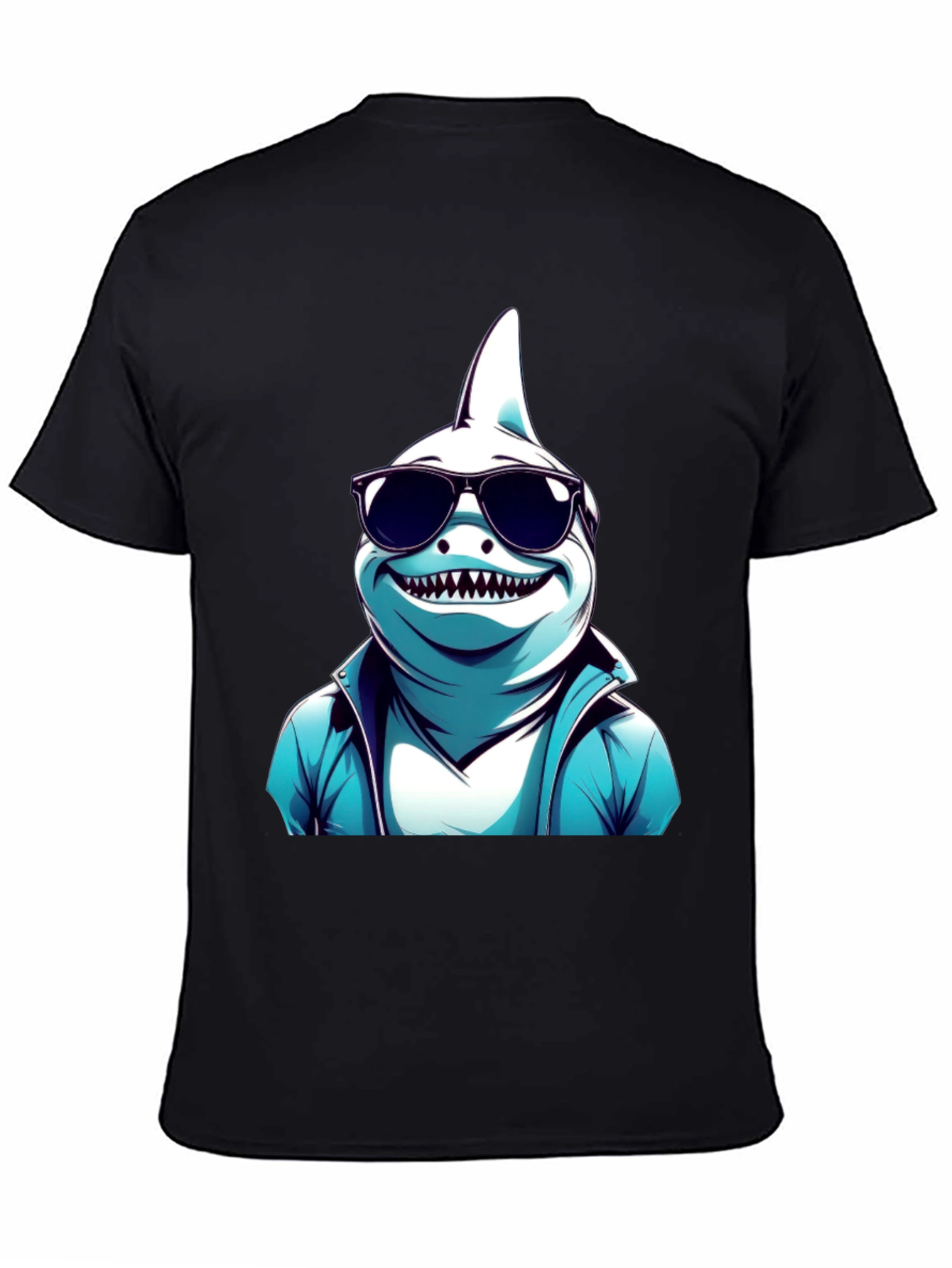 Cool Shark Graphic Tee - Black Cotton T-Shirt