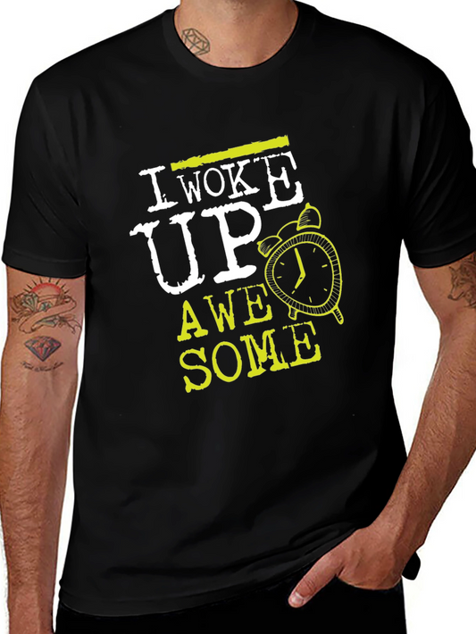 I Woke Up Awesome Black Graphic Tee