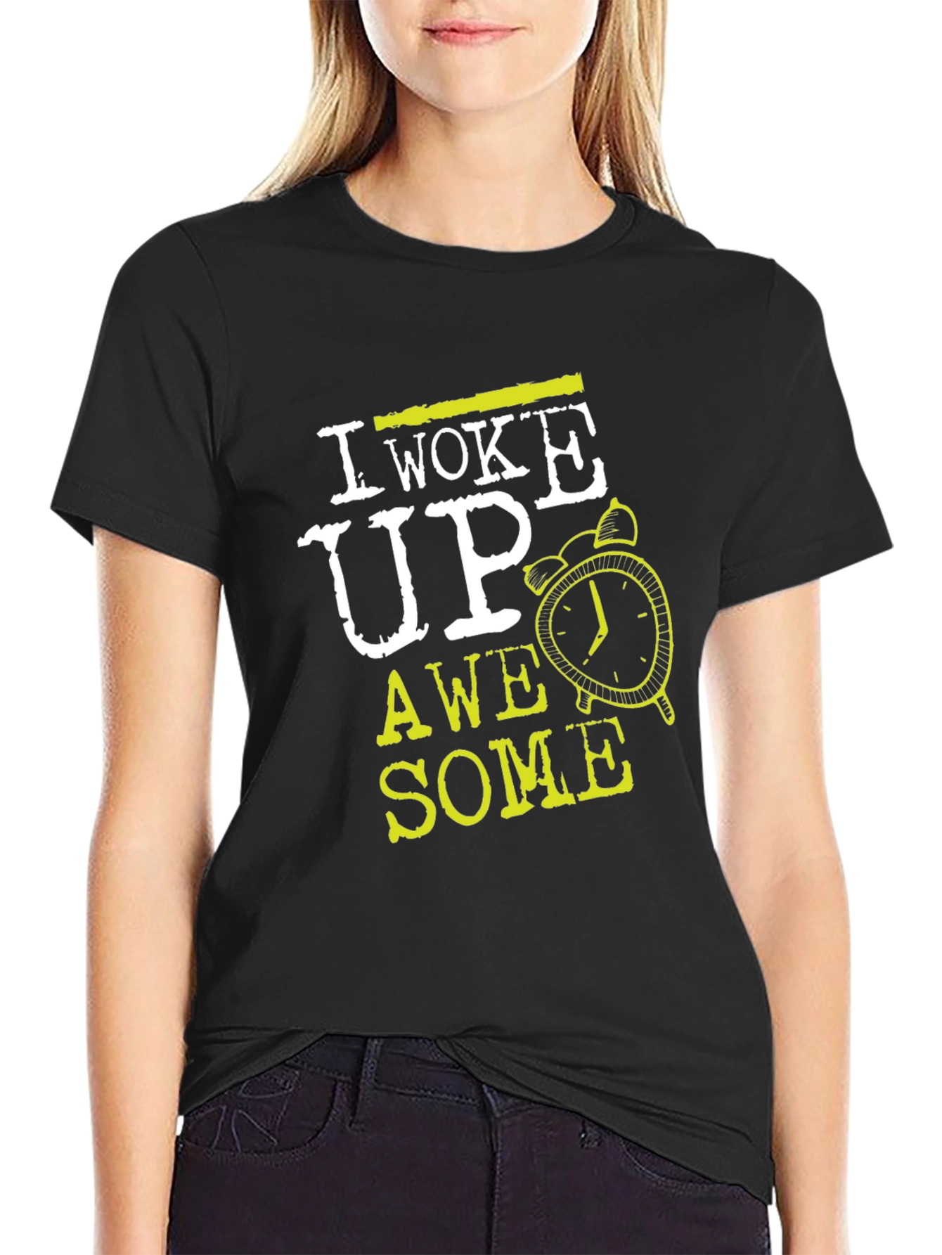 I Woke Up Awesome Black Graphic Tee