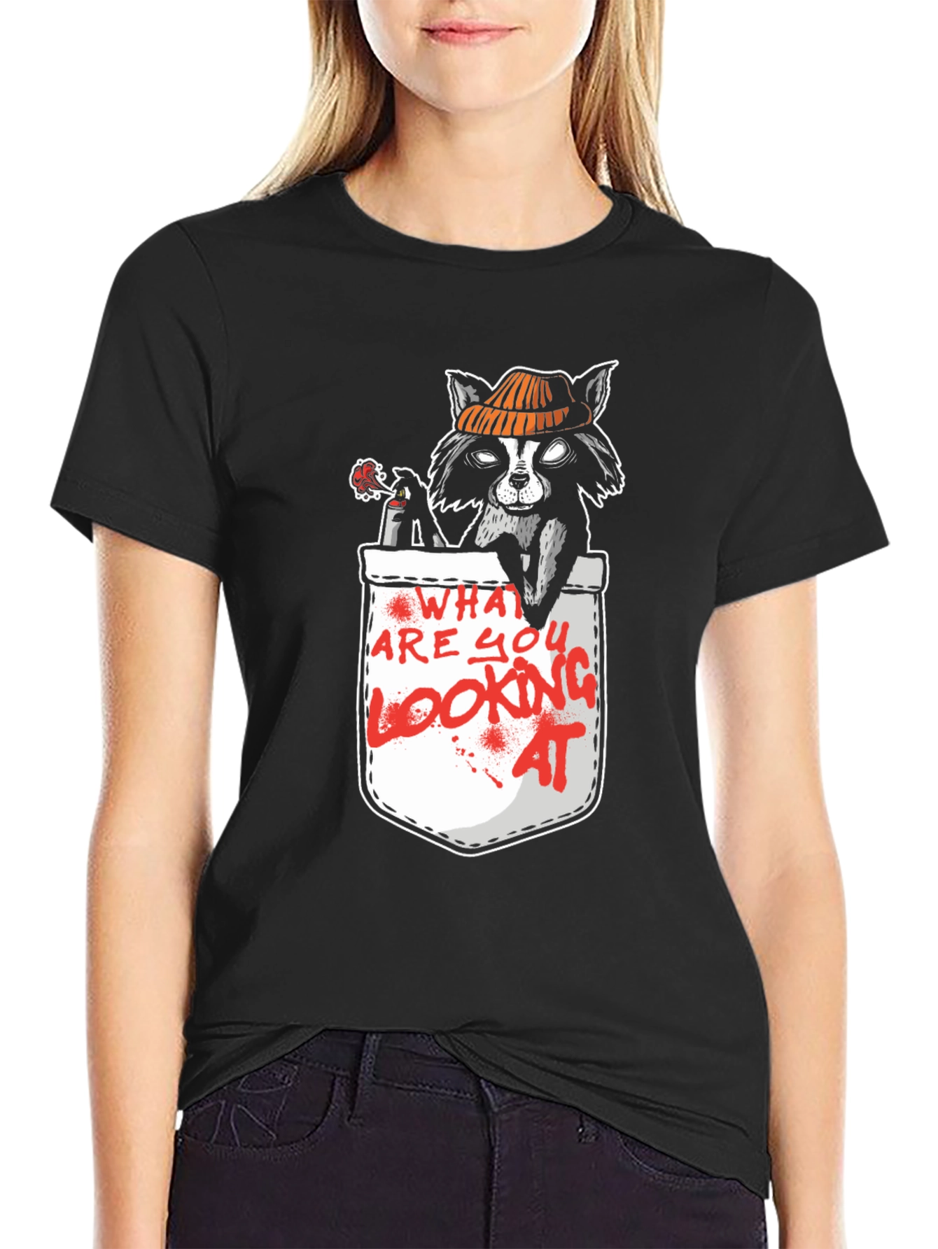 Raccoon Pocket T-Shirt - What Are You Looking At?