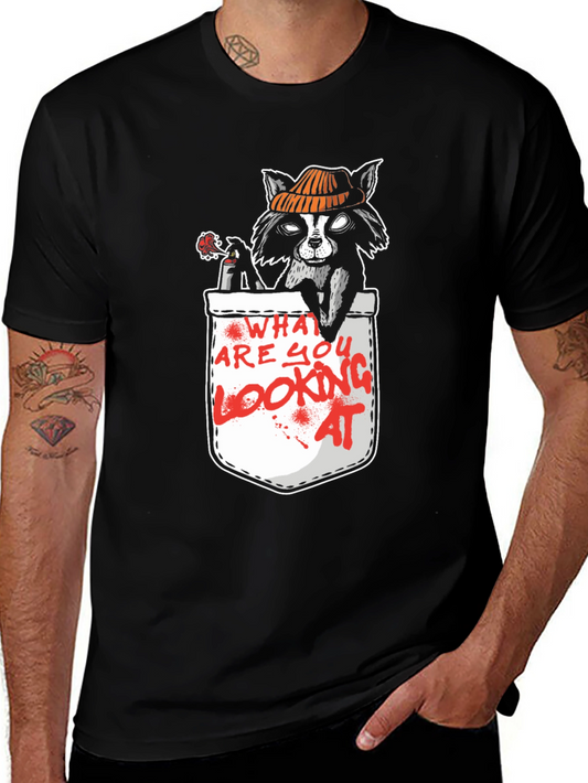 Raccoon Pocket T-Shirt - What Are You Looking At?