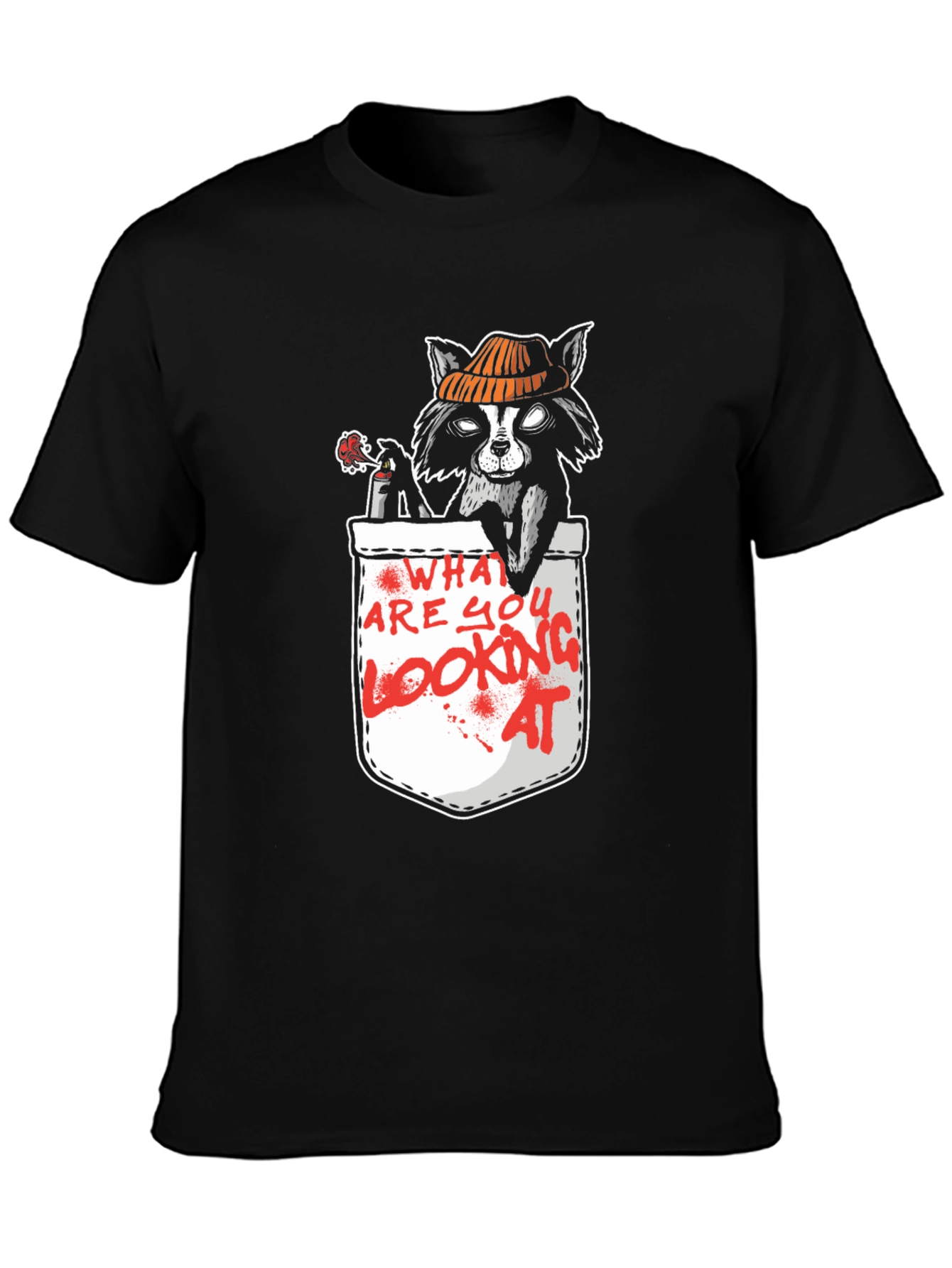 Raccoon Pocket T-Shirt - What Are You Looking At?