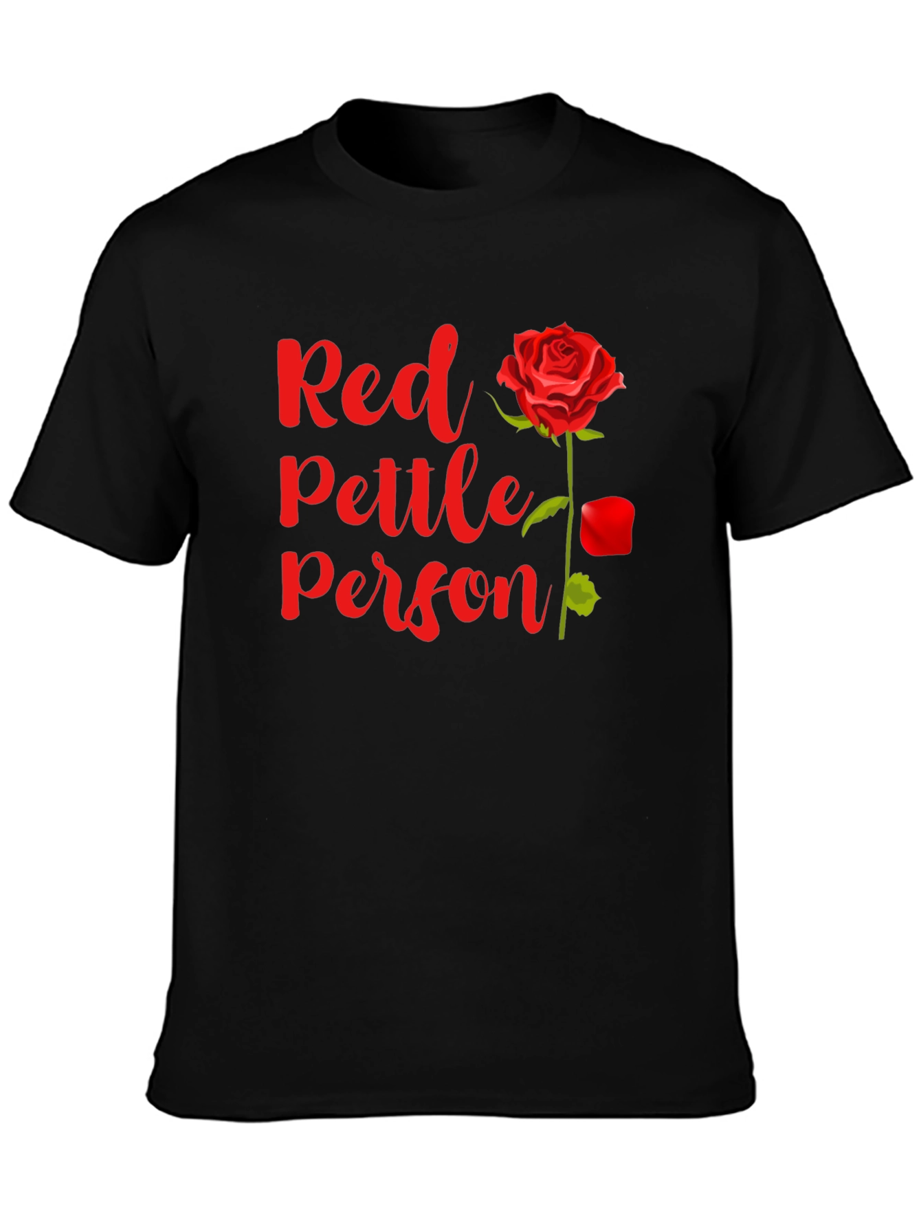 Red Pettle Person T-Shirt Rose Graphic Tee