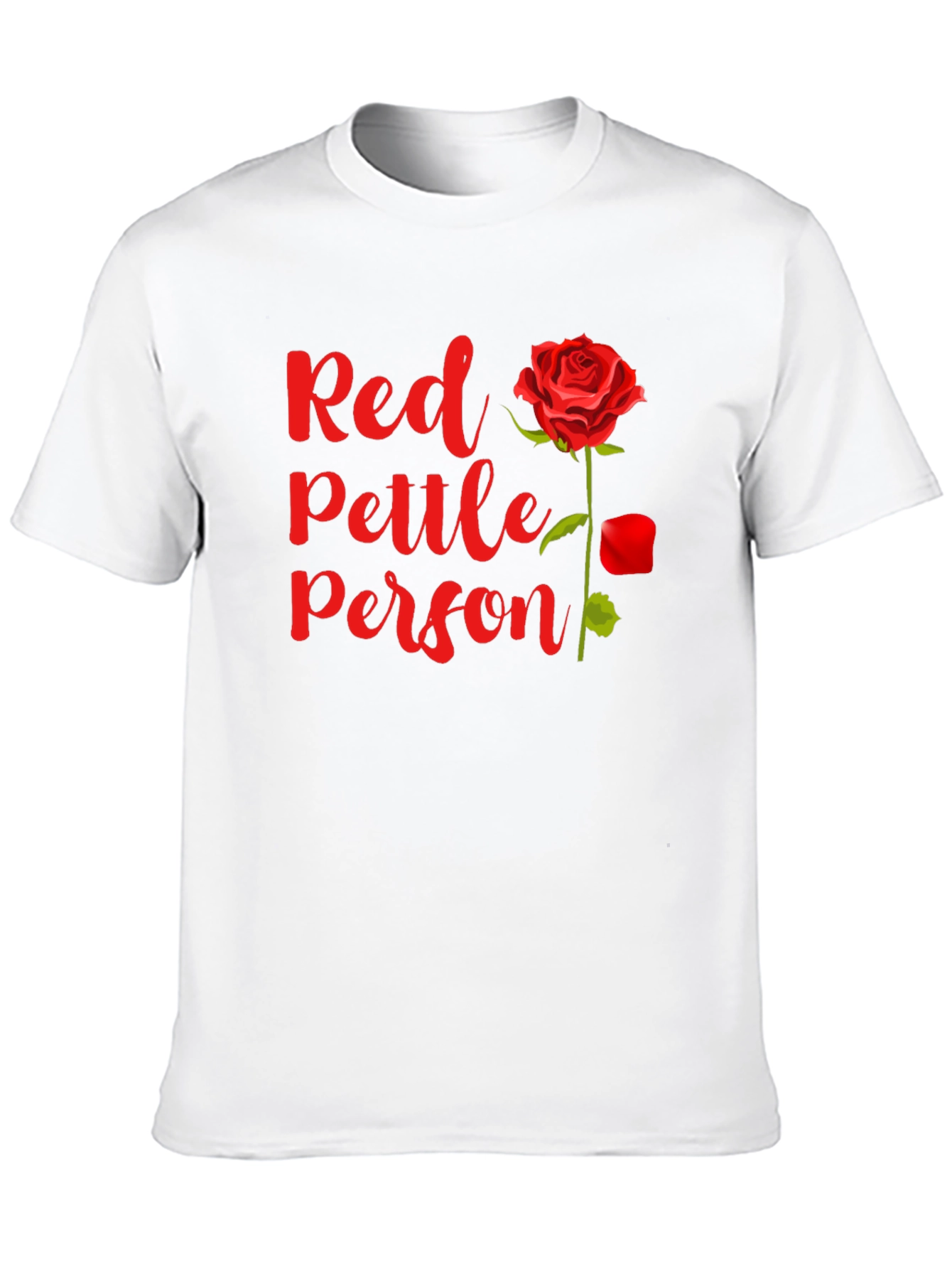 Red Pettle Person T-Shirt Rose Graphic Tee