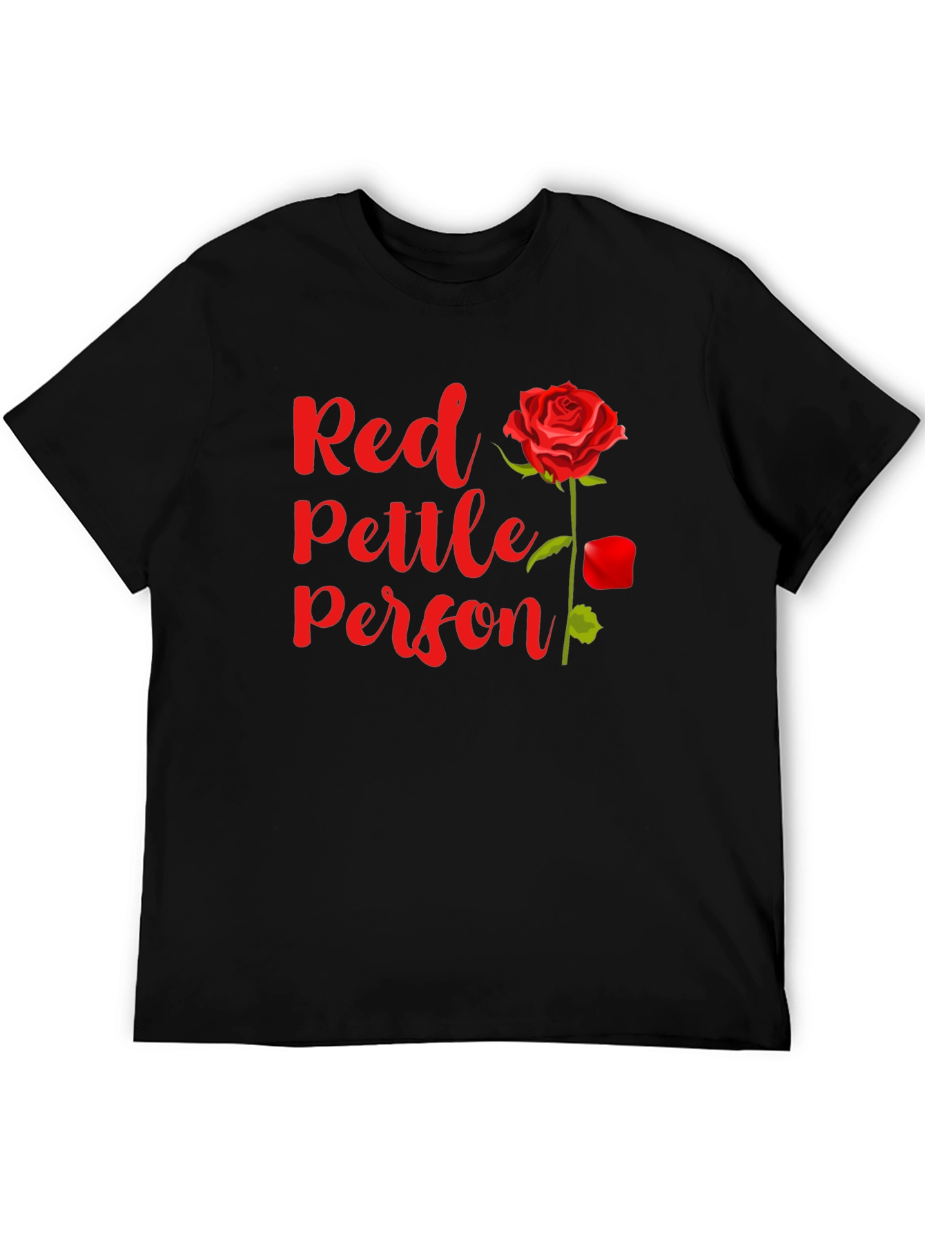 Red Pettle Person T-Shirt Rose Graphic Tee