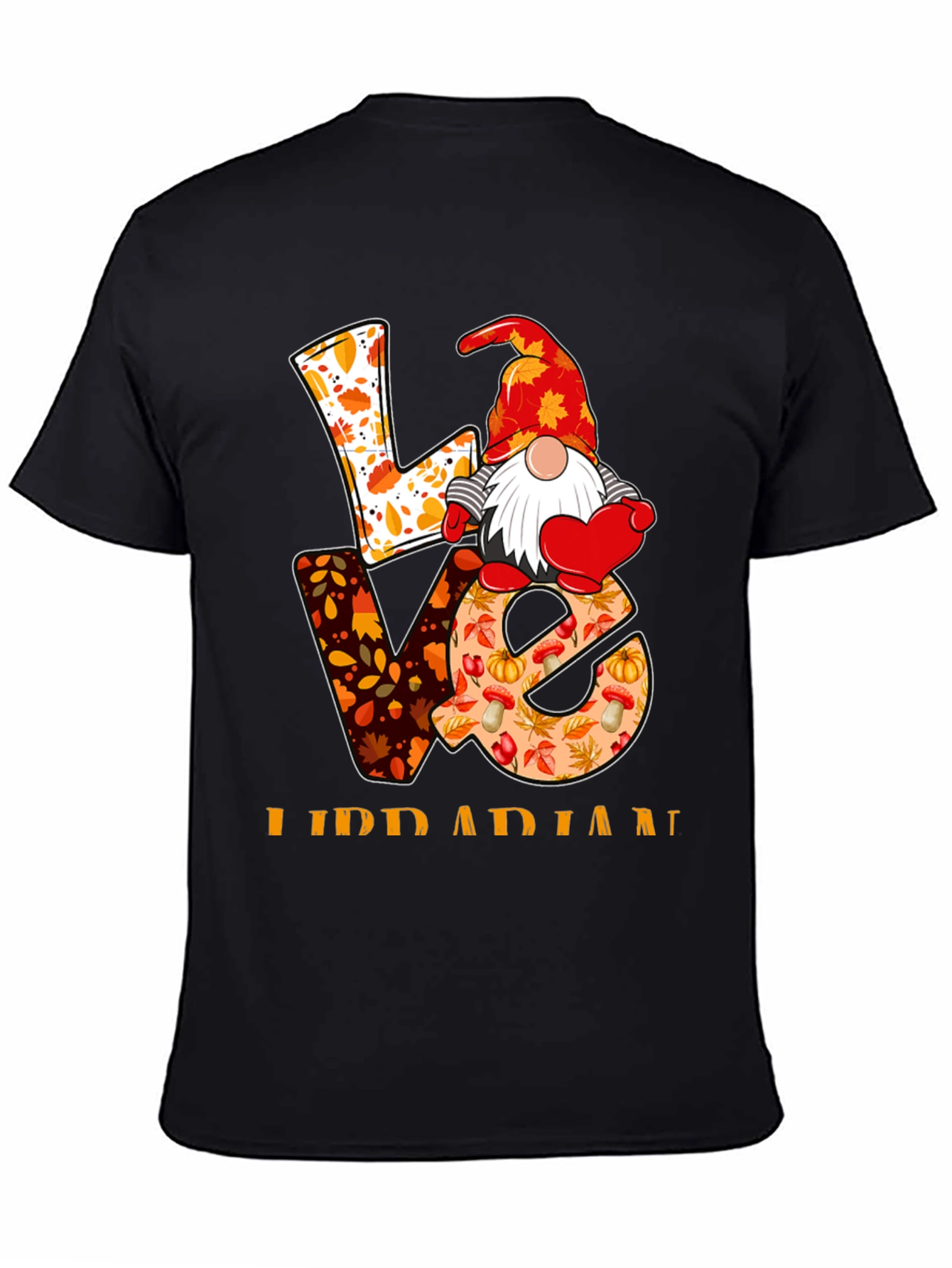 Love Librarian Gnome Autumn T-Shirt