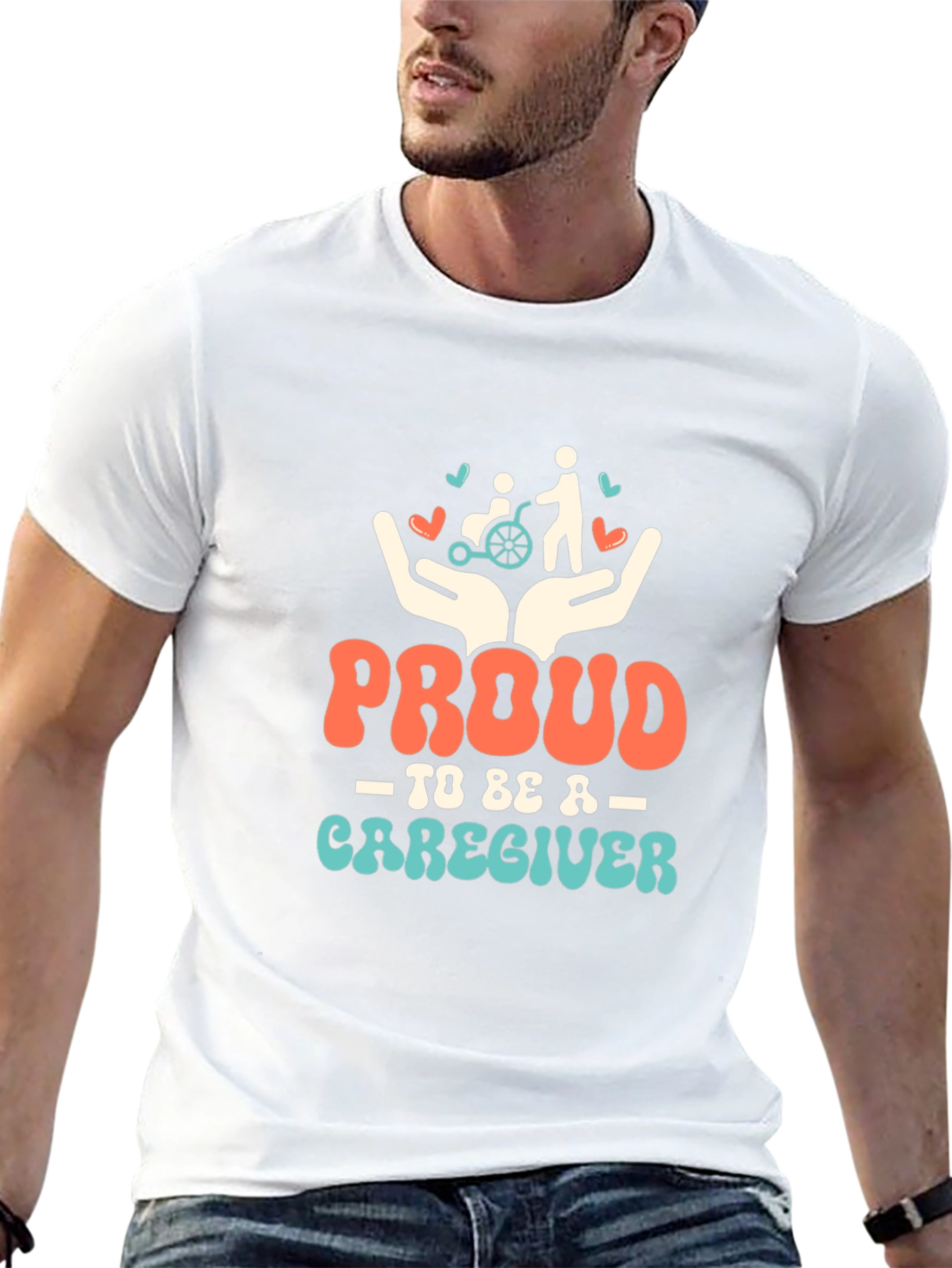 Proud Caregiver Graphic Tee - Black