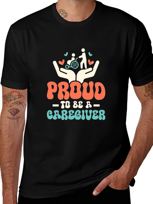 Proud Caregiver Graphic Tee - Black