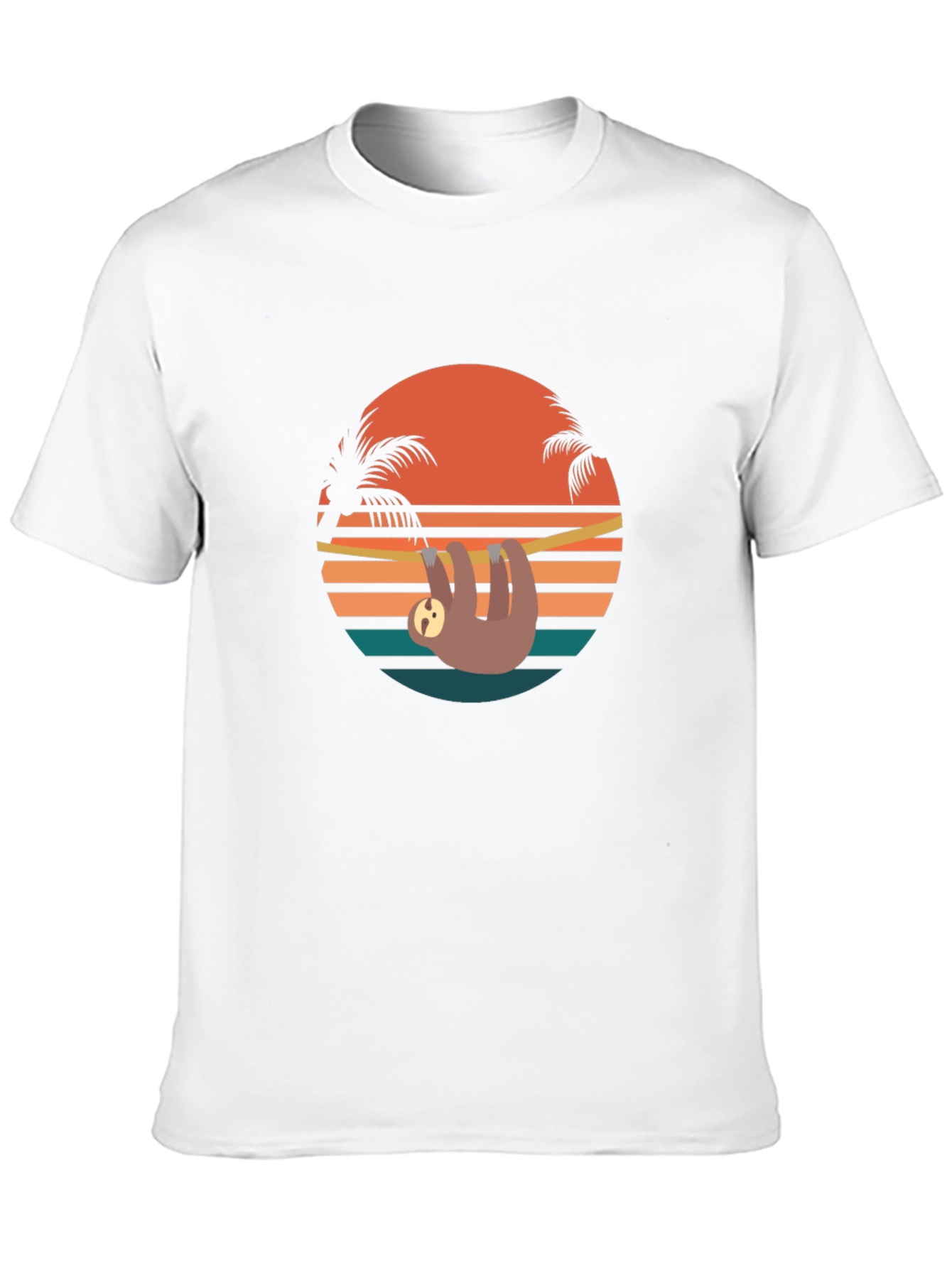 Retro Sloth Sunset T-Shirt - Relaxed Summer Vibes