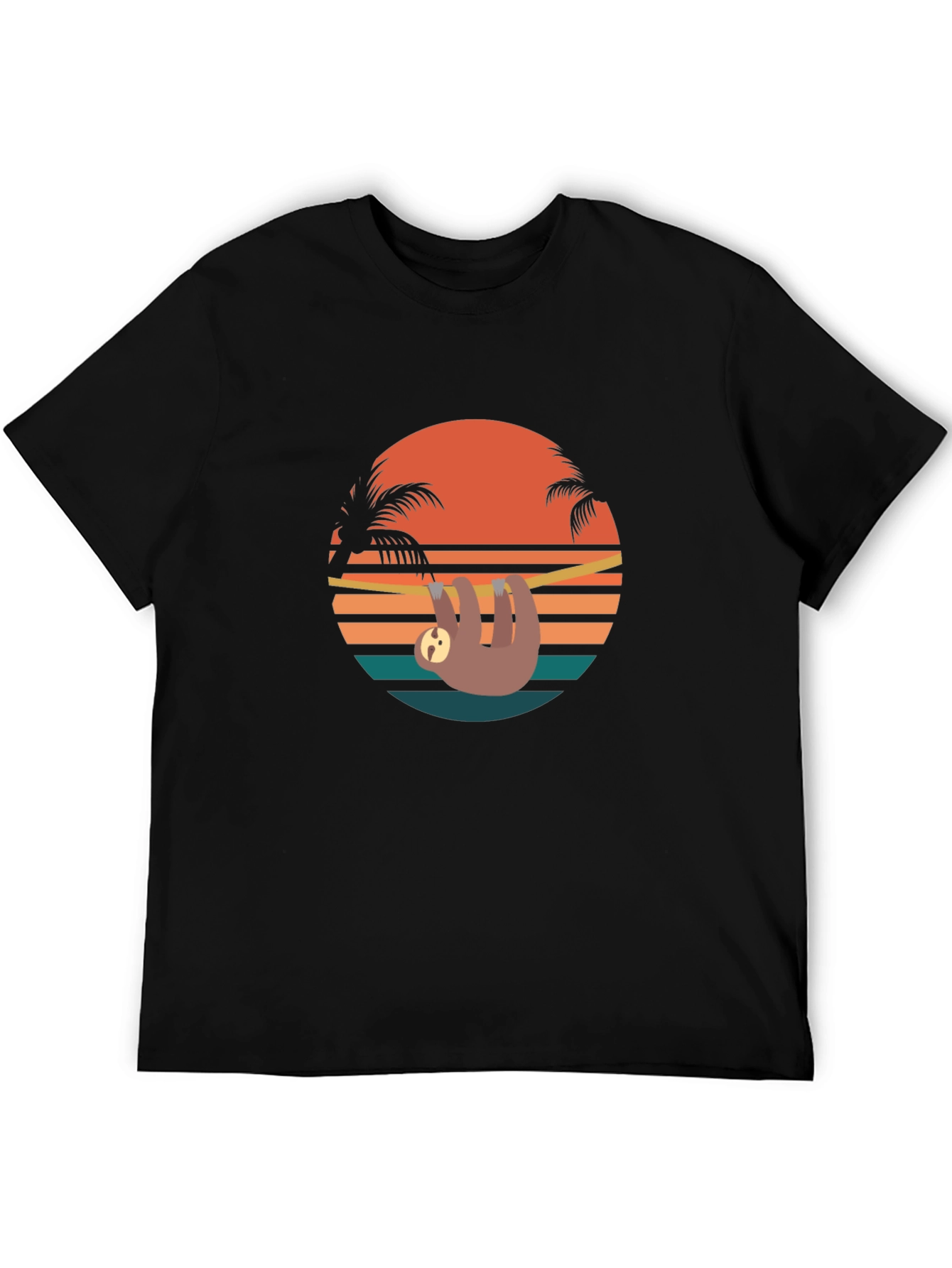 Retro Sloth Sunset T-Shirt - Relaxed Summer Vibes