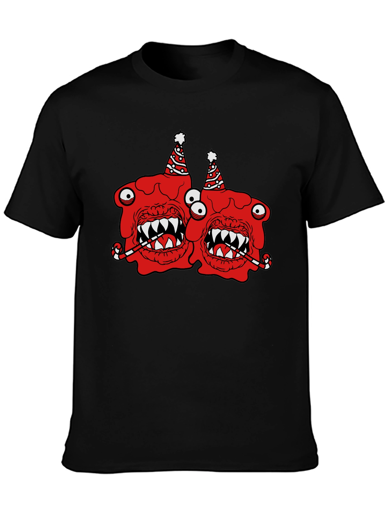 Festive Monster Graphic T-Shirt - Black