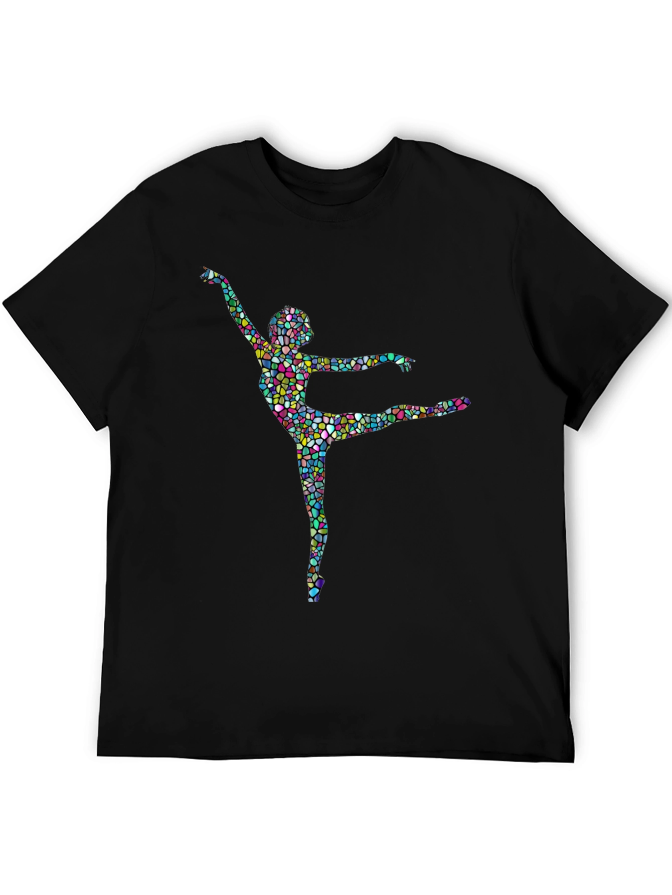 Mosaic Dancer Graphic Tee - Artistic Black T-Shirt