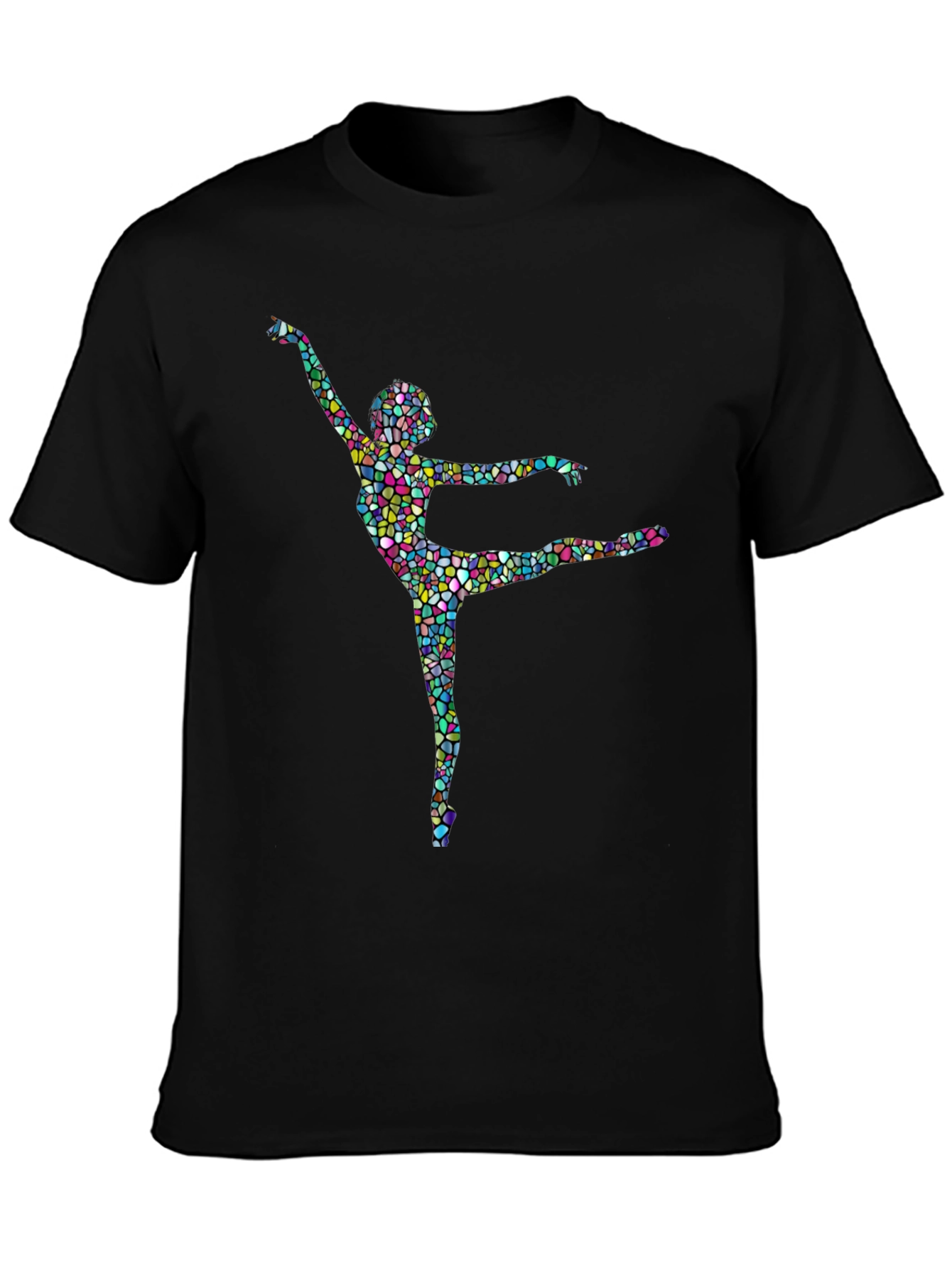 Mosaic Dancer Graphic Tee - Artistic Black T-Shirt